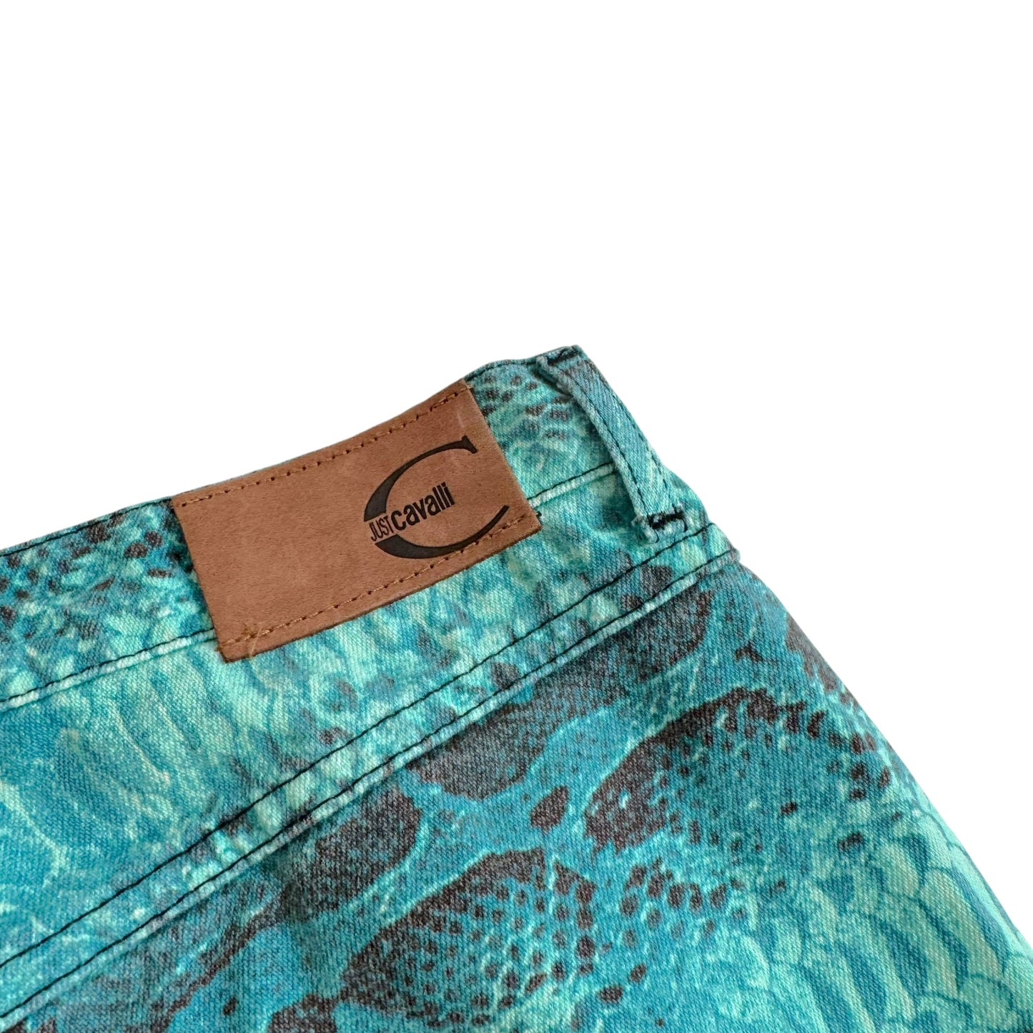 Roberto Cavalli Snakeskin Print Jeans Bright Blue
