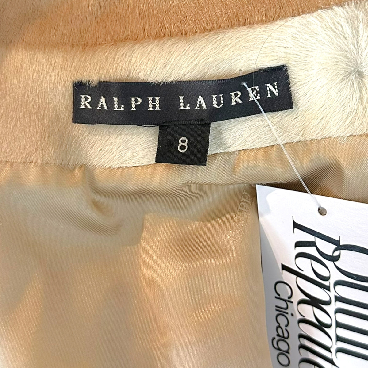 Ralph Lauren Black Label Tan Ponyhair 3/4 Sleeve Jacket