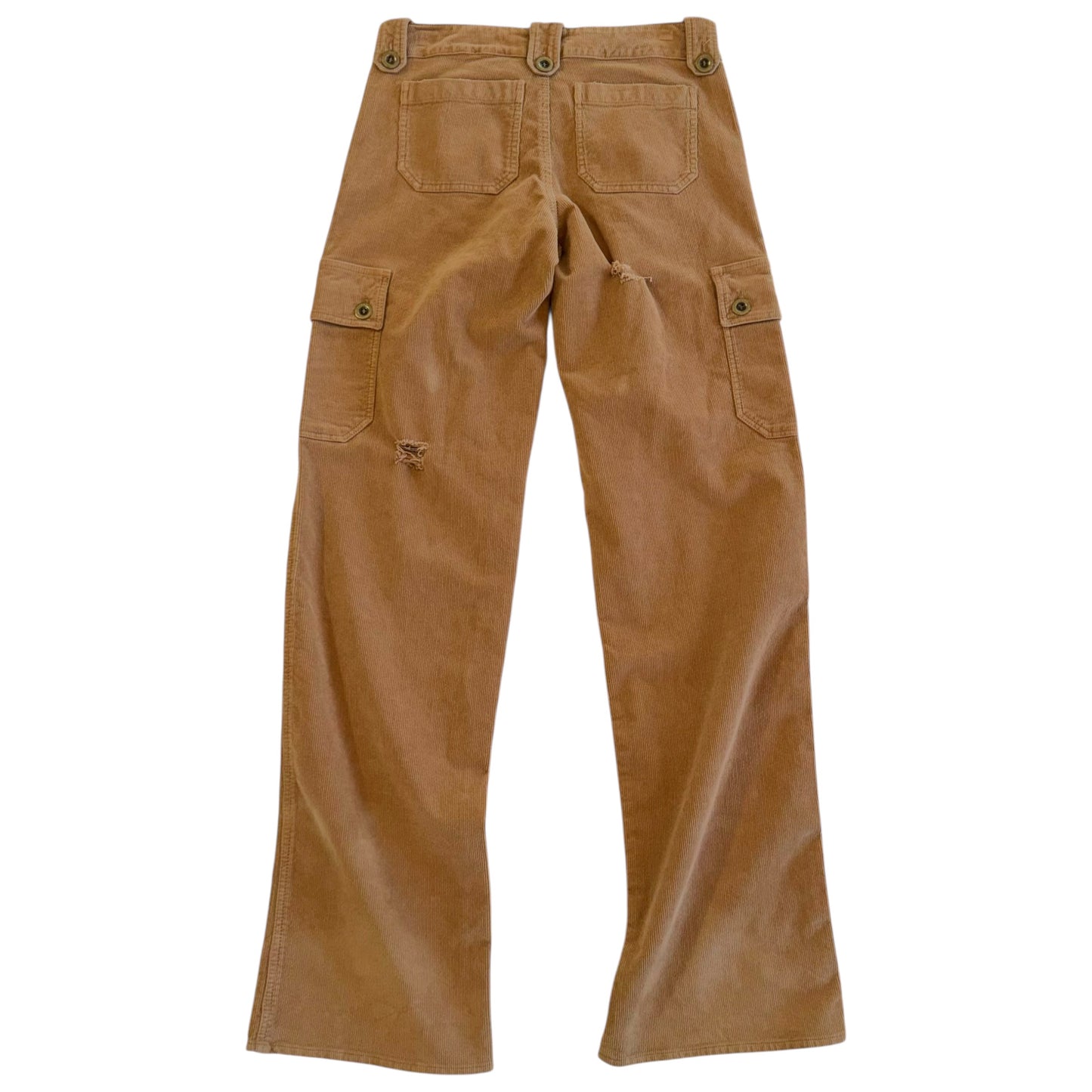 D&G Dolce & Gabbana F/W 2002 Brown Distressed Low Rise Corduroy Cargo Pants