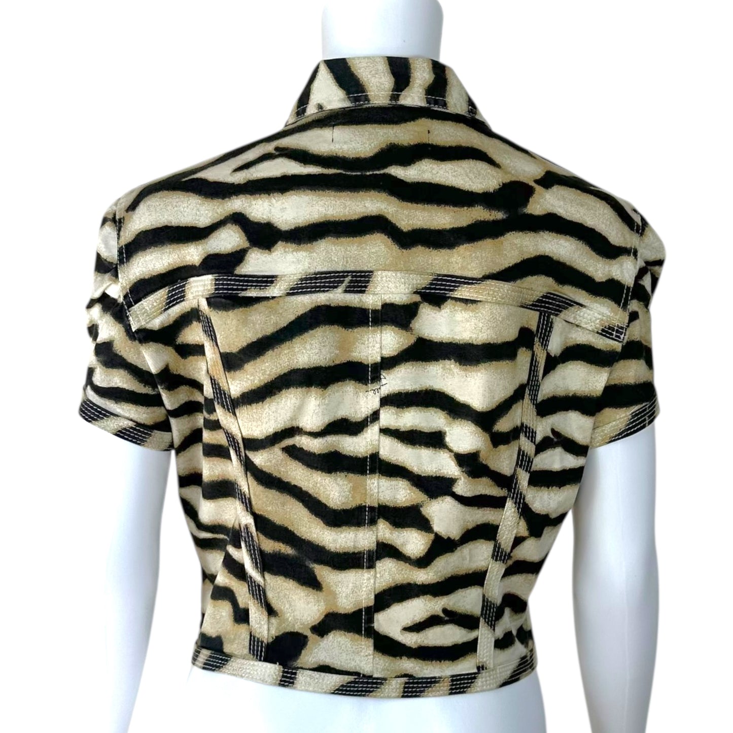 Just Cavalli Roberto Cavalli Tiger Print Crop Short Sleeve Jacket