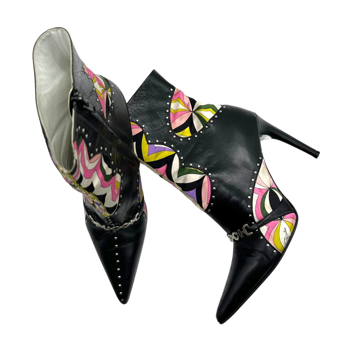 Emilio Pucci Multicolor Printed Logo Heeled Boots