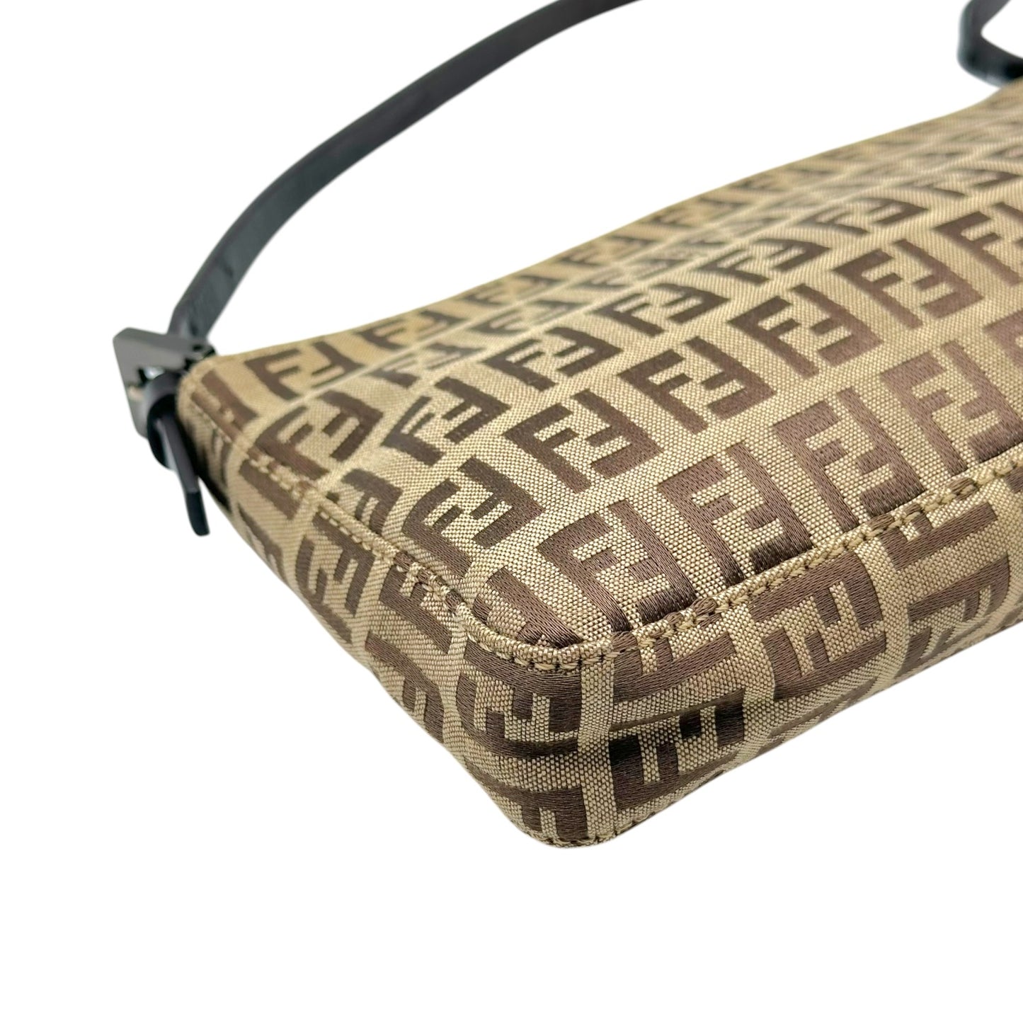 Fendi Tan & Brown Zucchino Monogram Shoulder Pochette Bag