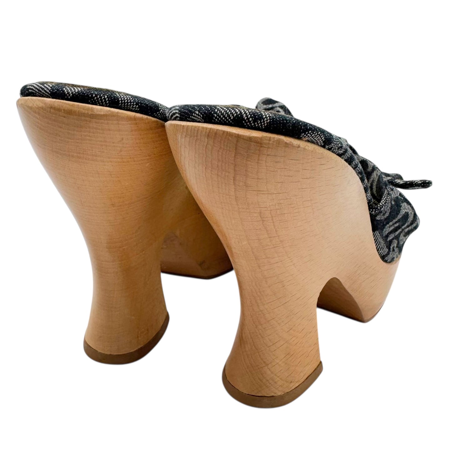 D&G Dolce & Gabbana Blue Denim Patterned Wedge Mule Heels - Outfit Repeater