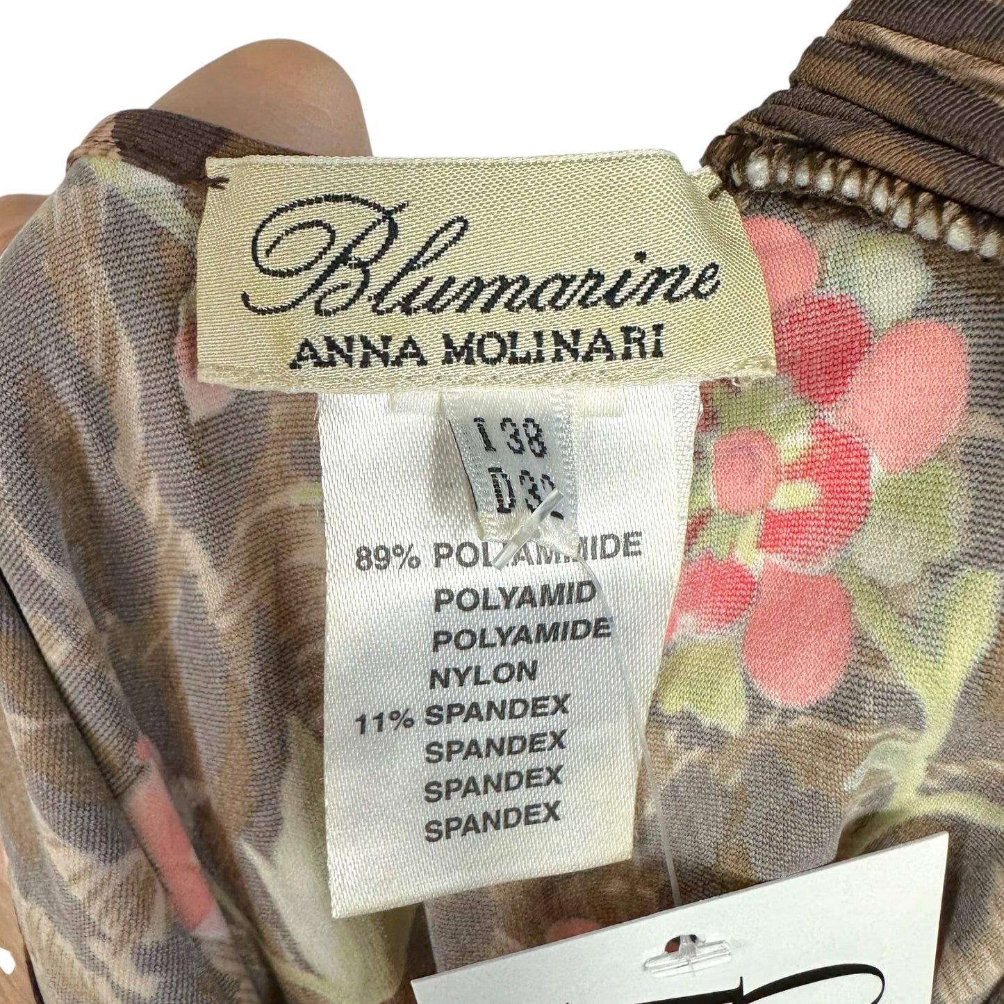 Blumarine Leopard & Floral Print Rhinestone Asymmetrical Tank Top