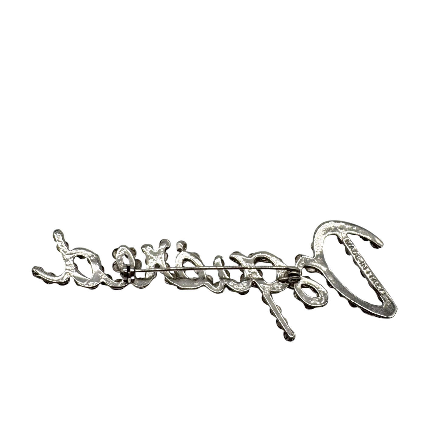 Dsquared2 Silver Large Spell-Out Logo Brooch Pin