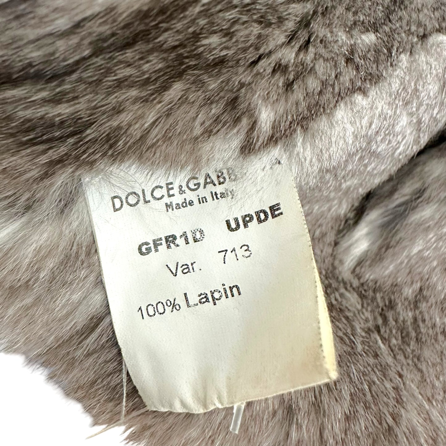 Dolce & Gabbana Gray Rabbit Fur Coat Distressed Print