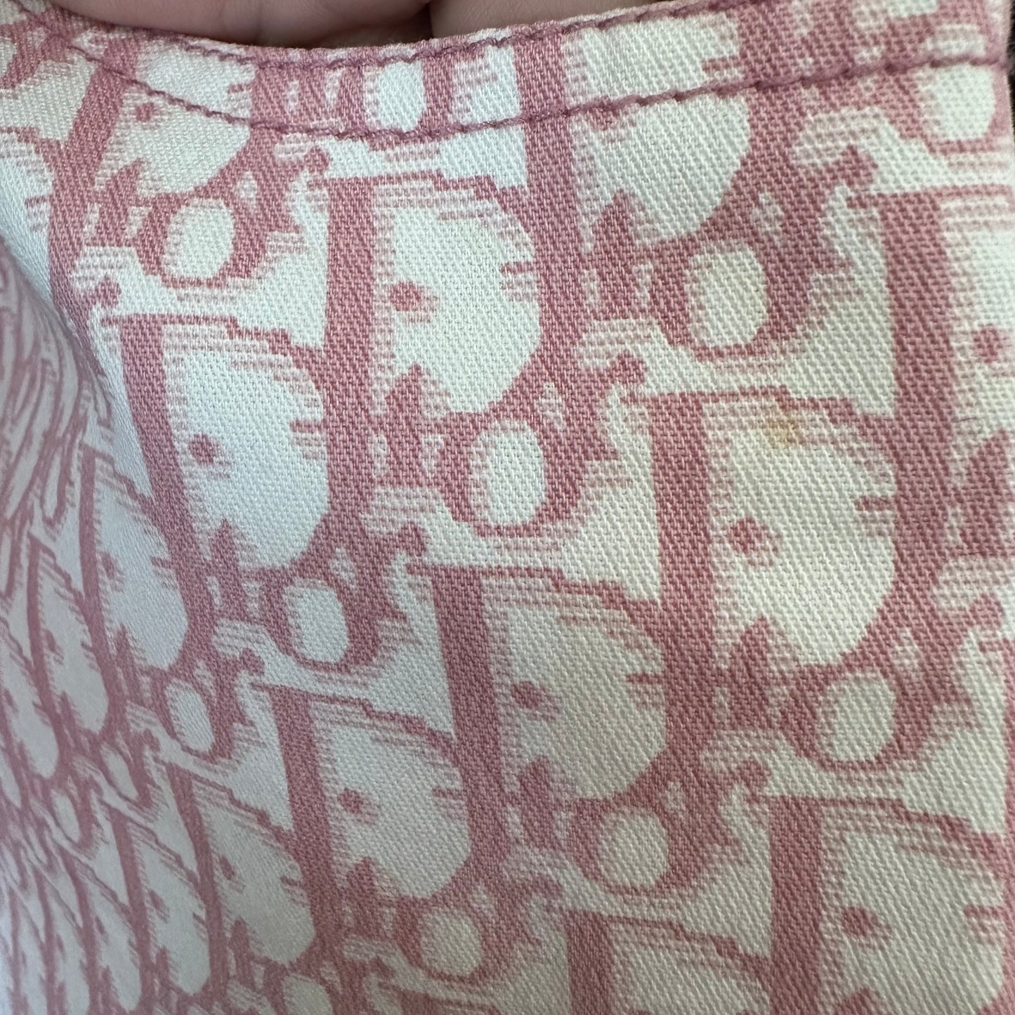 Christian Dior S/S 2004 Pink & White Trotter Monogram Denim Midi Skirt