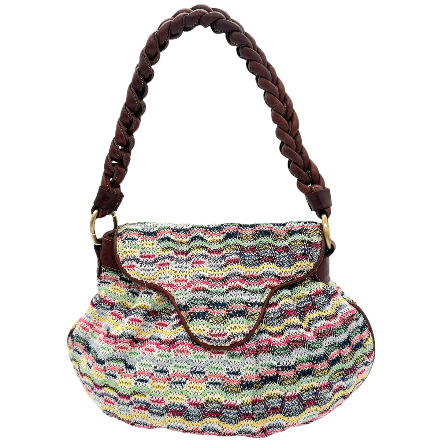 Missoni Multicolor Knit Braided Strap Shoulder Bag