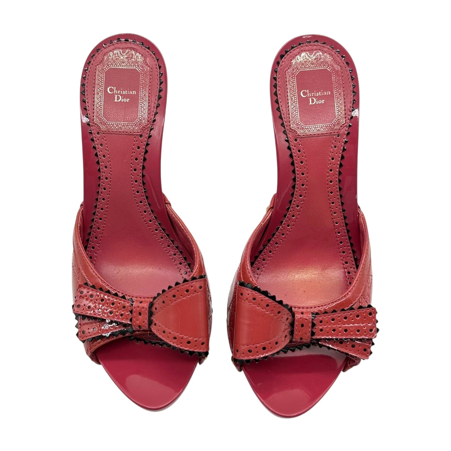 Christian Dior Coral Pink Heeled Bow Mules