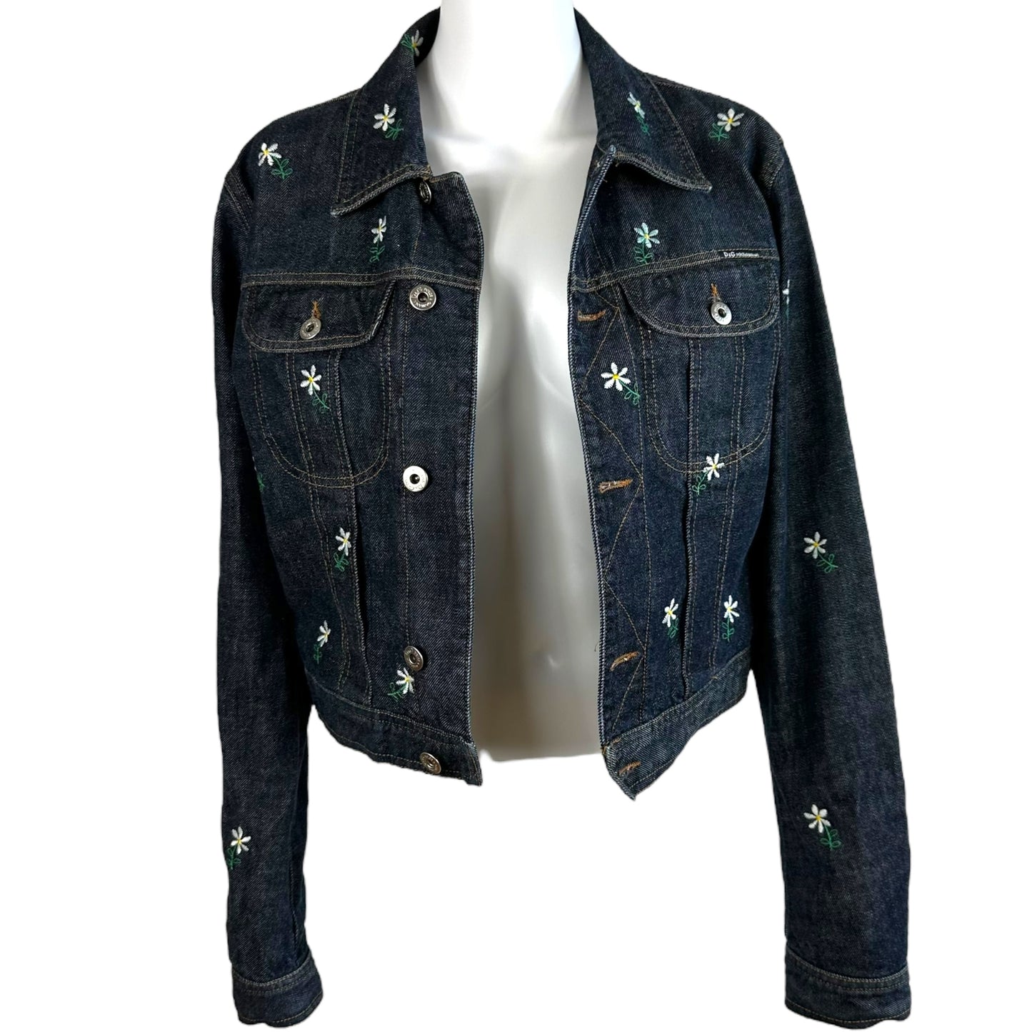 D&G Dolce & Gabbana Daisy Embroidered Denim Jacket