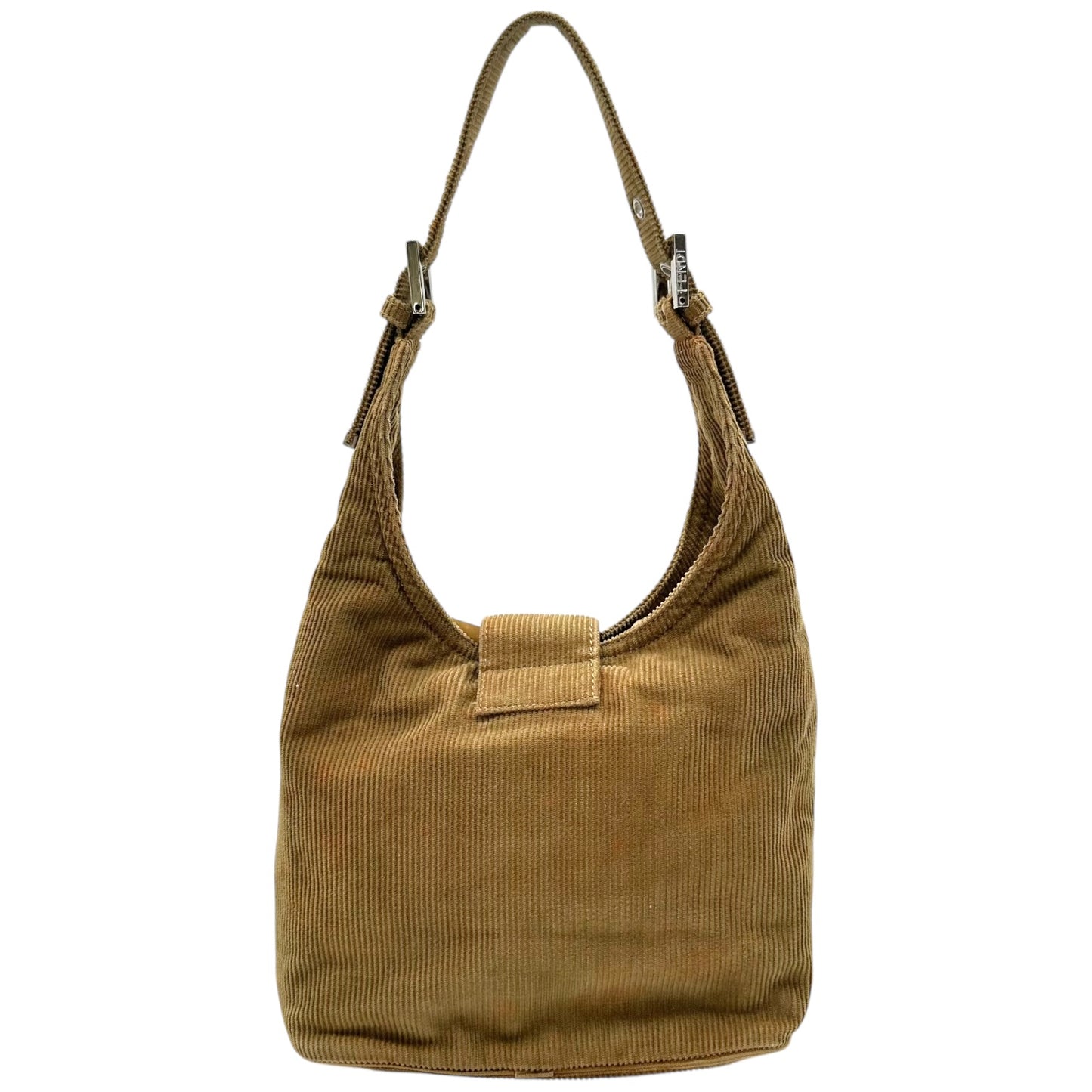 Fendi Brown Corduroy Baguette Bucket Bag