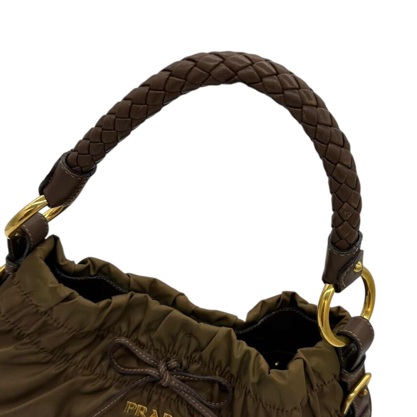 Prada Brown Nylon & Leather Bucket Bag