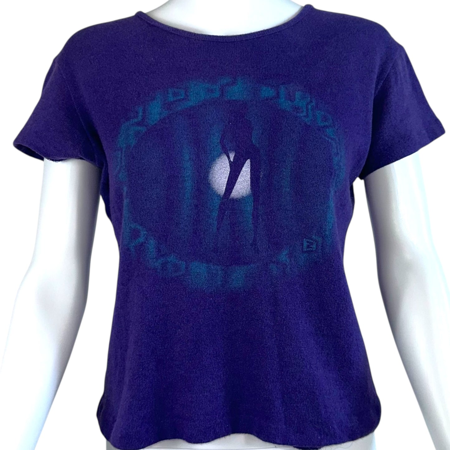 Fendi Purple Wool Graphic T-Shirt
