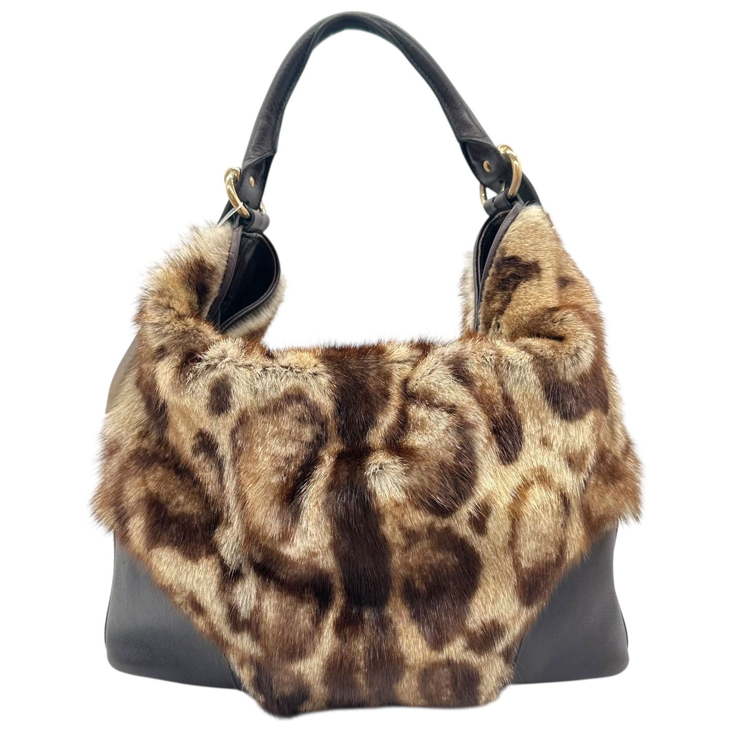 Gucci Leopard Print Fur Large Signoria Hobo Bag