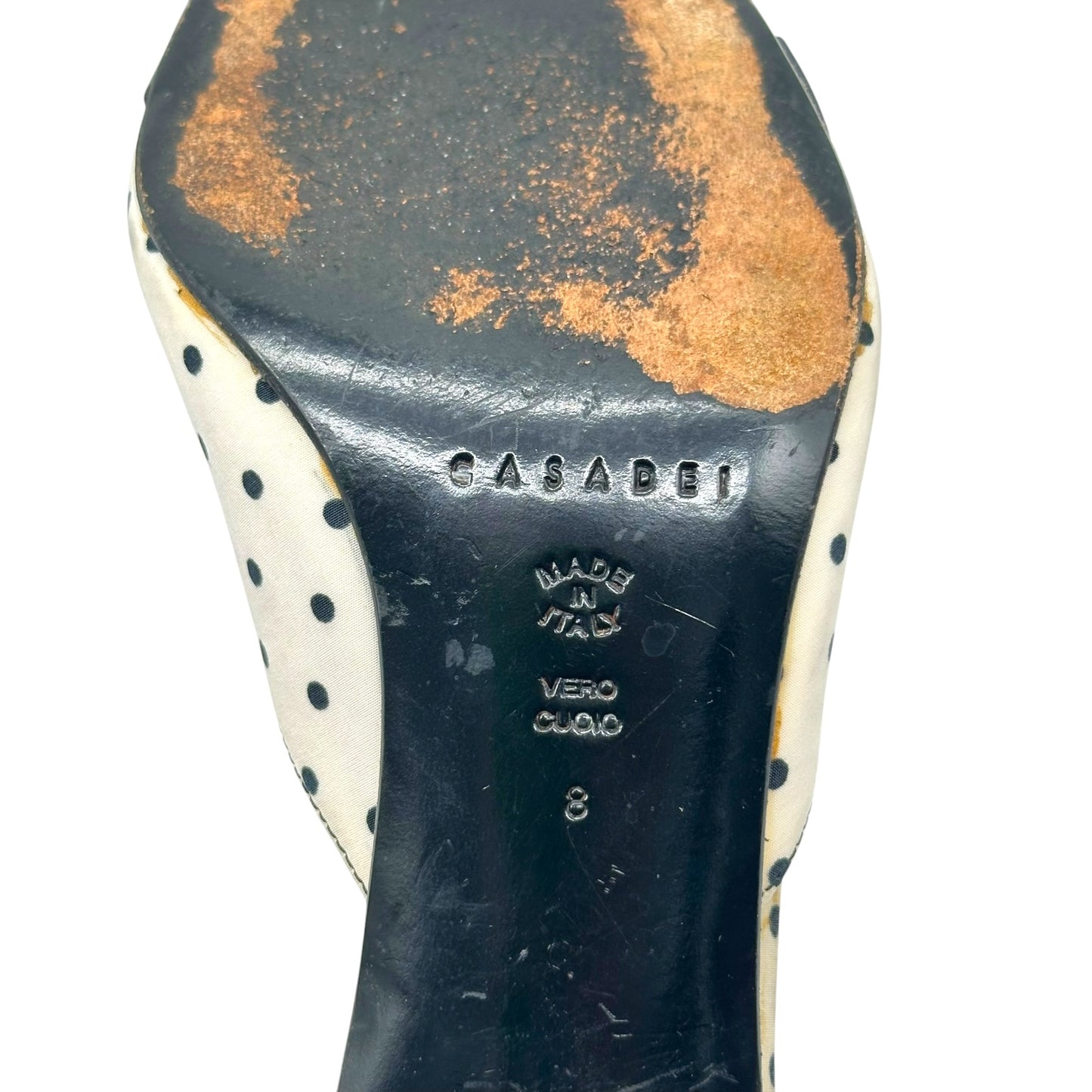 Casadei Black & White Polka Dot Heeled Mules