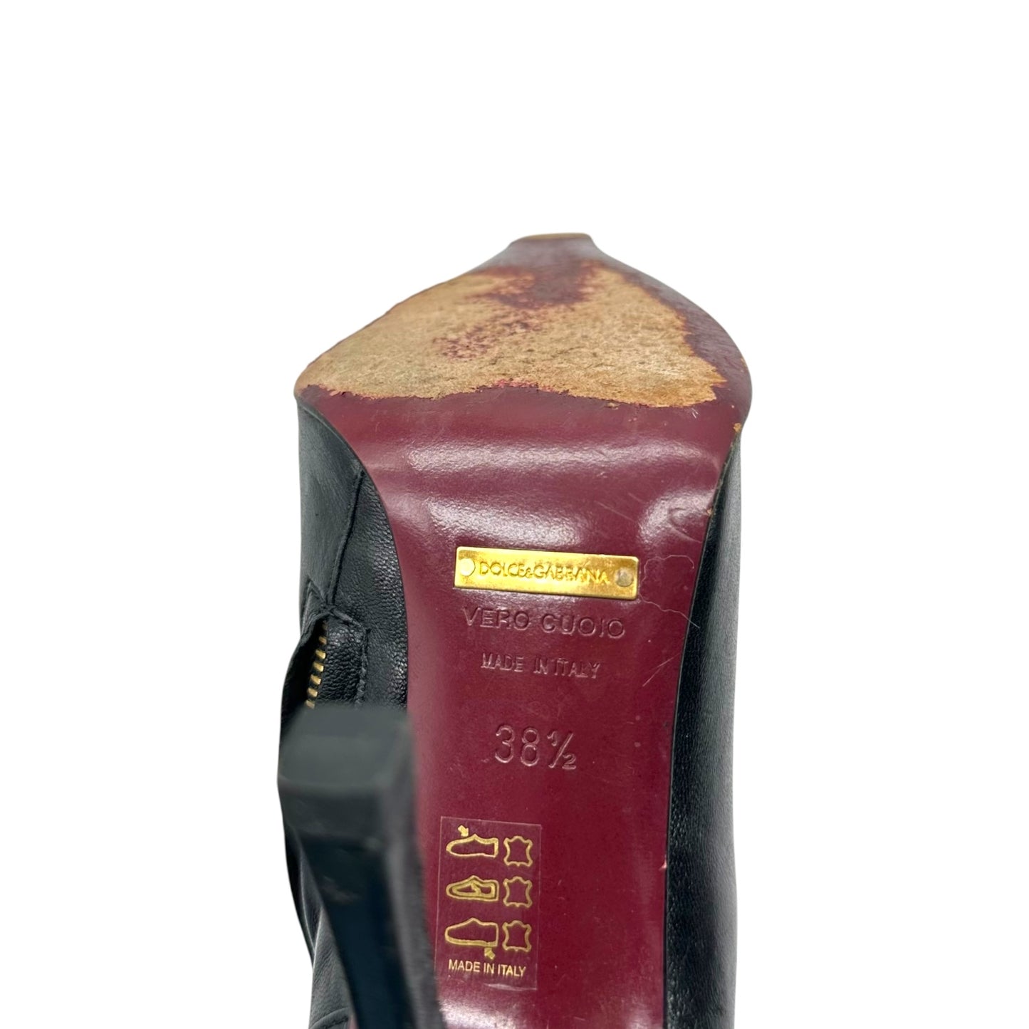 Dolce & Gabbana Black Knee High Pointed Toe Heeled Boots