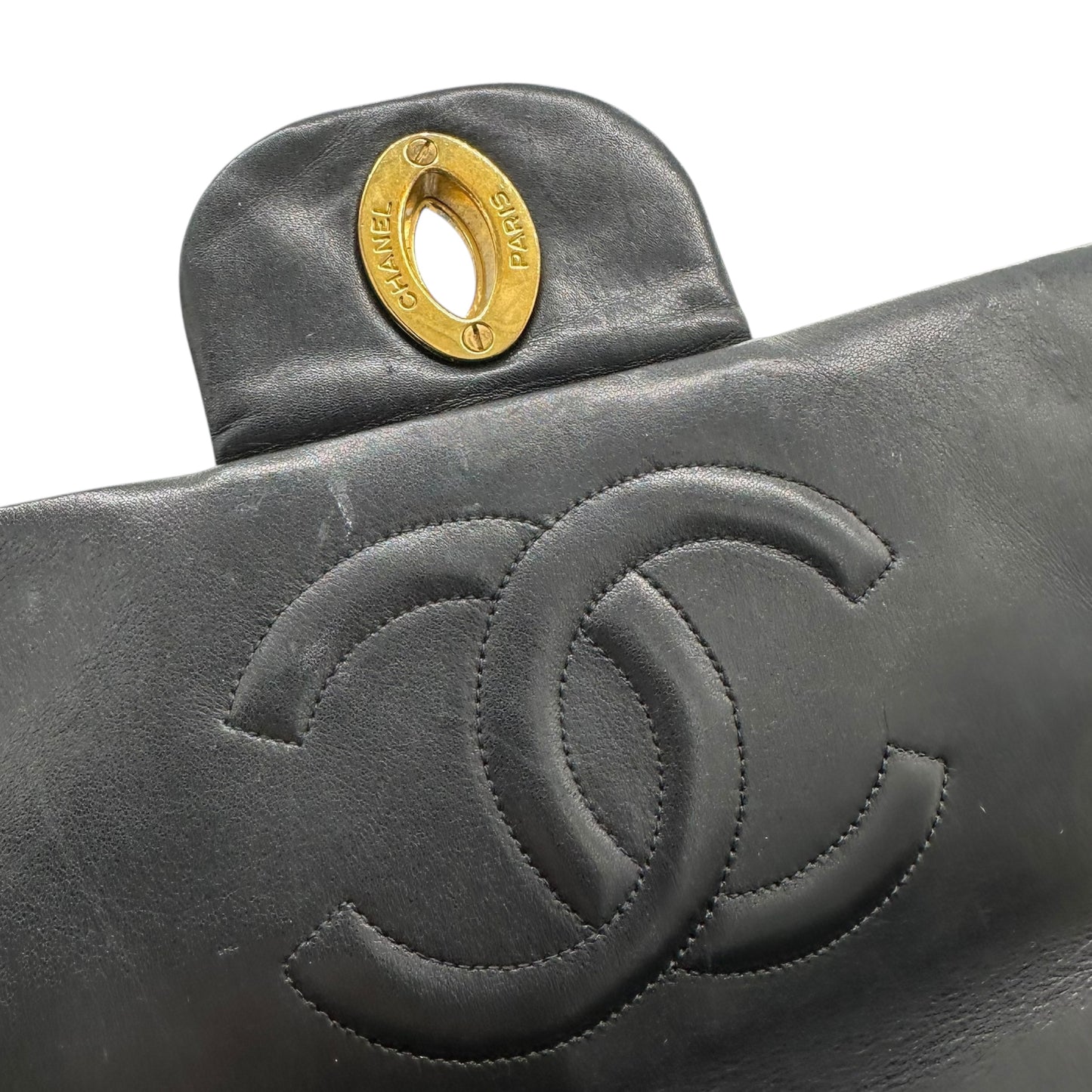 Chanel 90's Black Lambskin Maxi Flap Bag