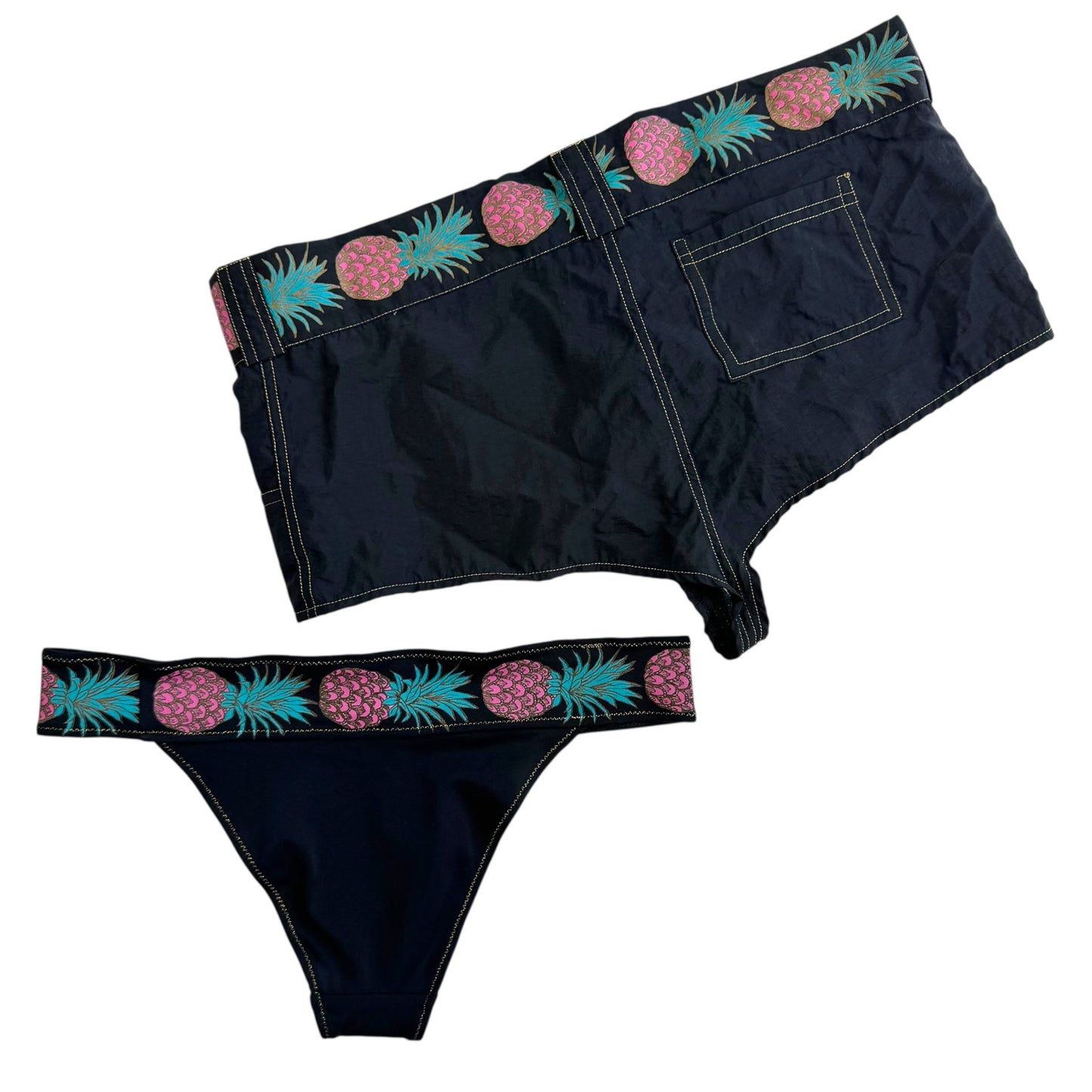 Roberto Cavalli Class Pineapple Bikini & Micro Short Set