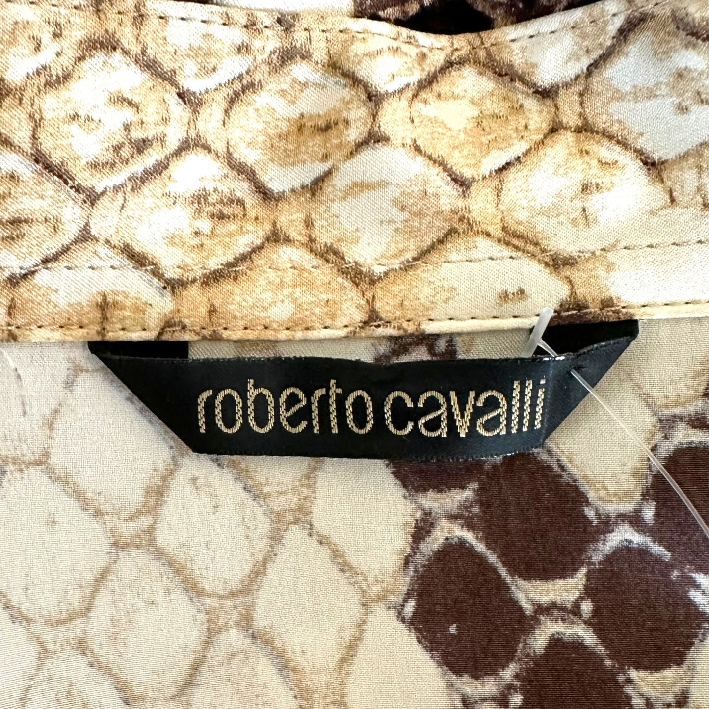 Roberto Cavalli 2007 Snakeskin Print Silk Blouse