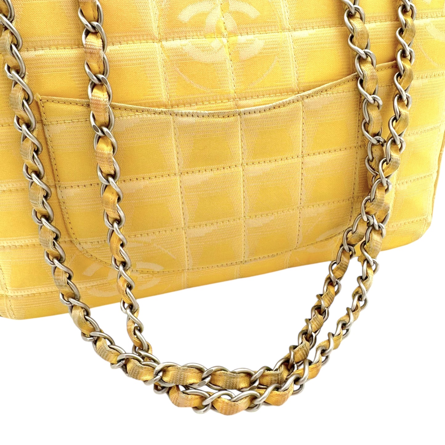 Chanel Yellow Nylon Travel Line Medium Flap Bag