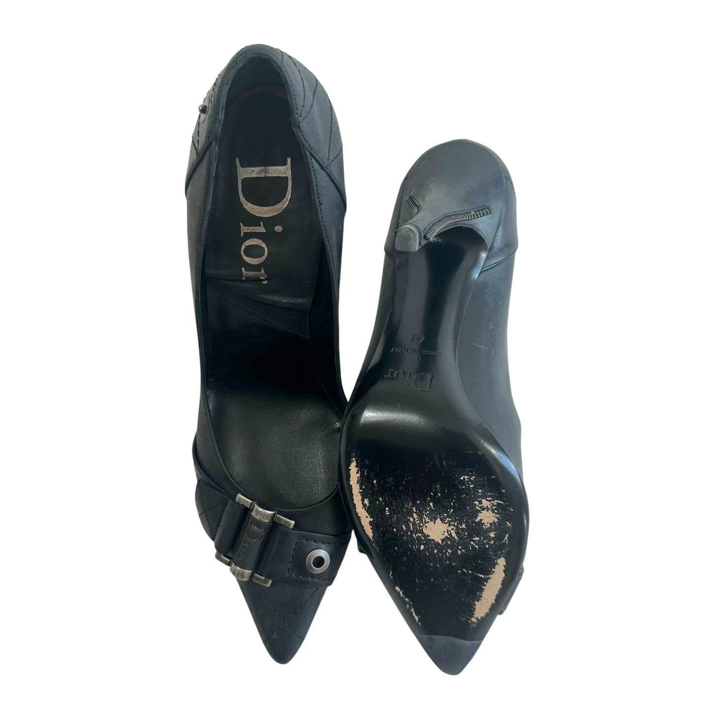Dior Flight Black Leather Pointed Toe Heels