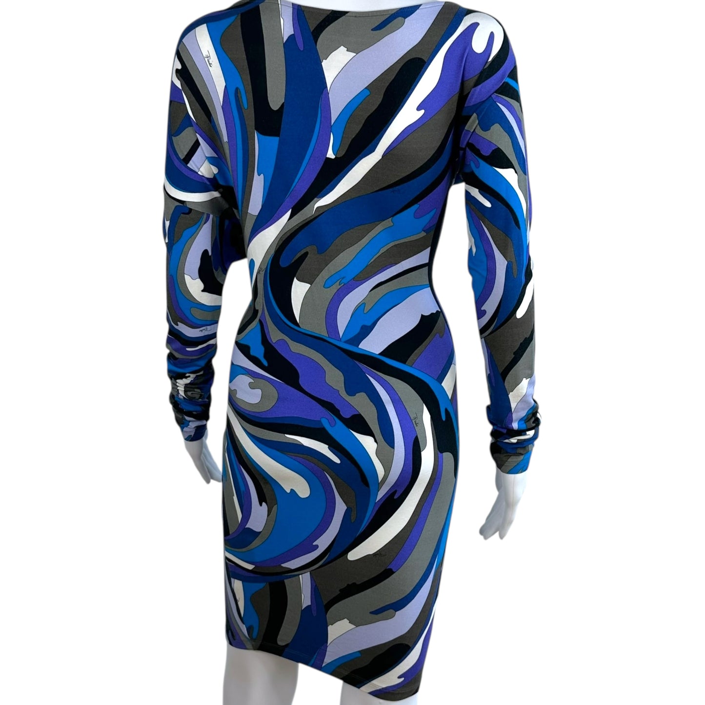 Emilio Pucci Blue Printed Asymmetrical Mini Dress