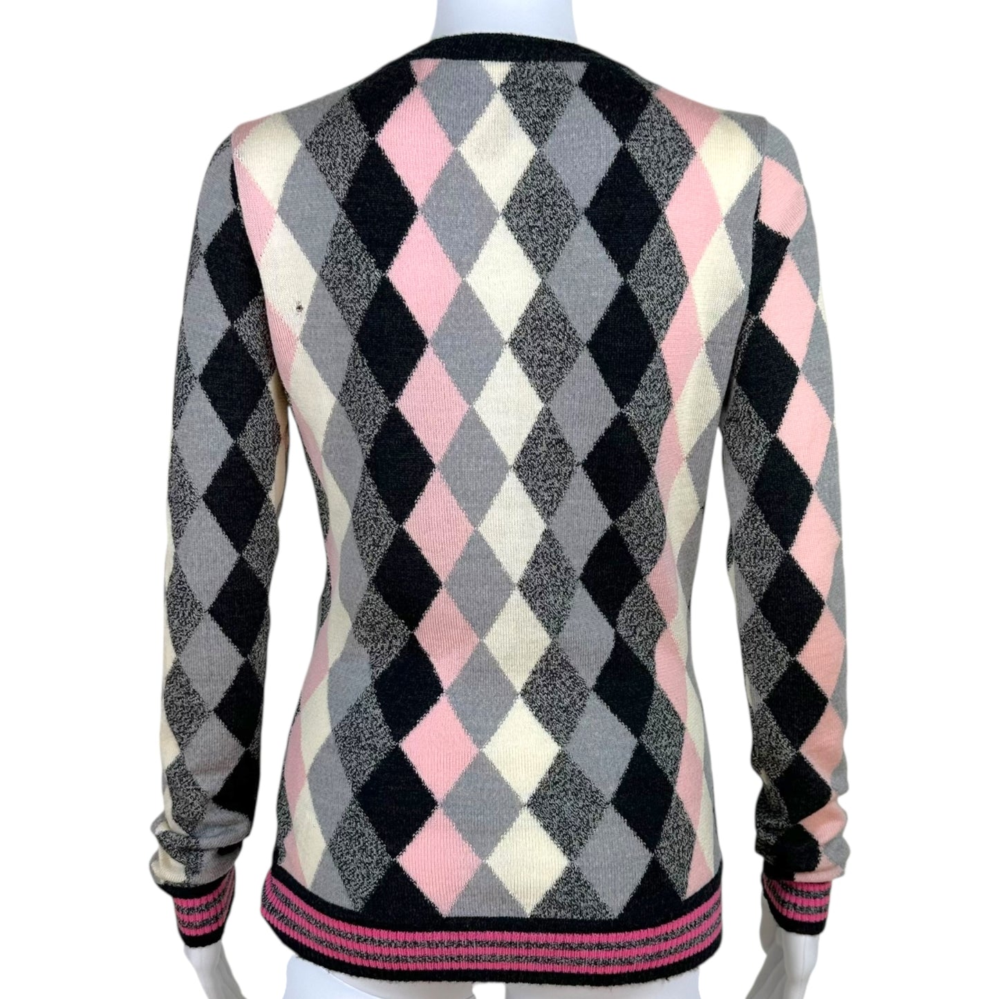 John Galliano F/W 2004 Pink & Gray Argyle Cardigan *AS IS*