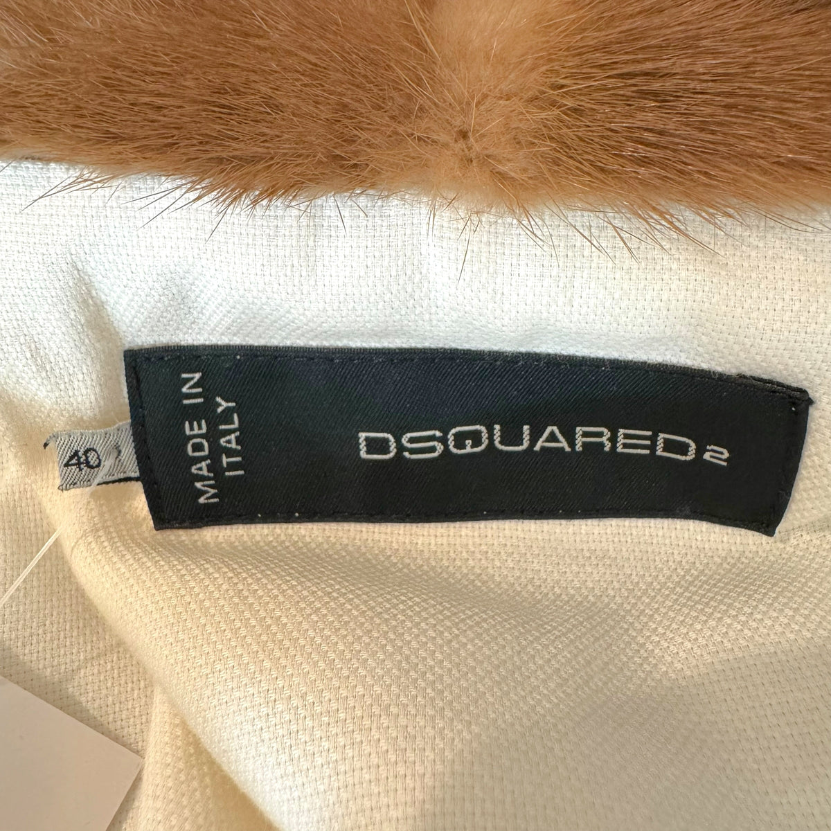 Dsquared2 Brown Wool Mid-Length Coat w/ Mink 'Scarf' Collar