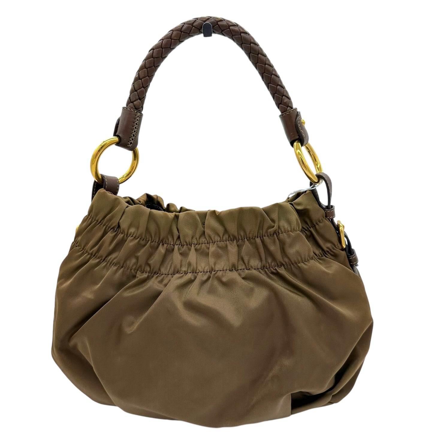 Prada Brown Nylon & Leather Bucket Bag