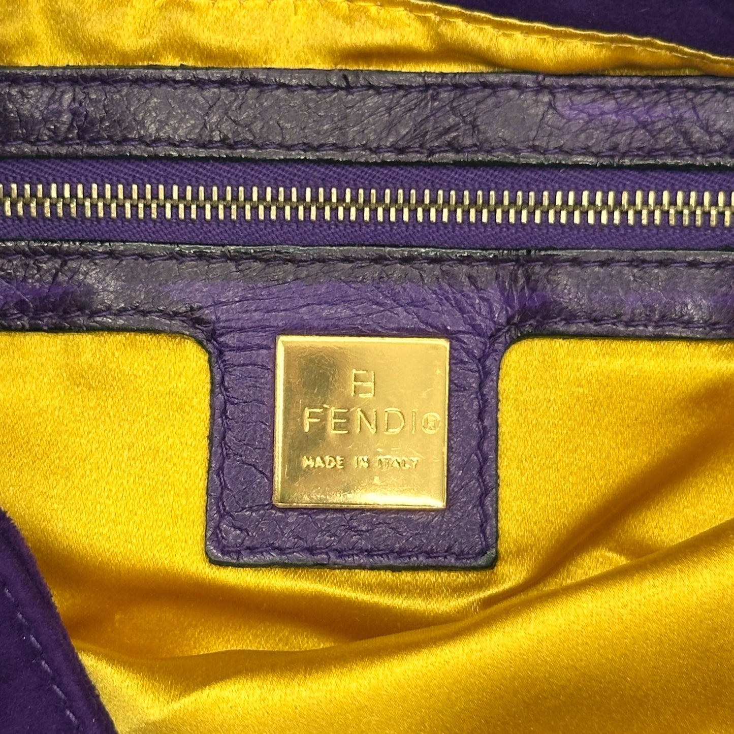 Fendi Purple Suede & Gold Baguette Bag