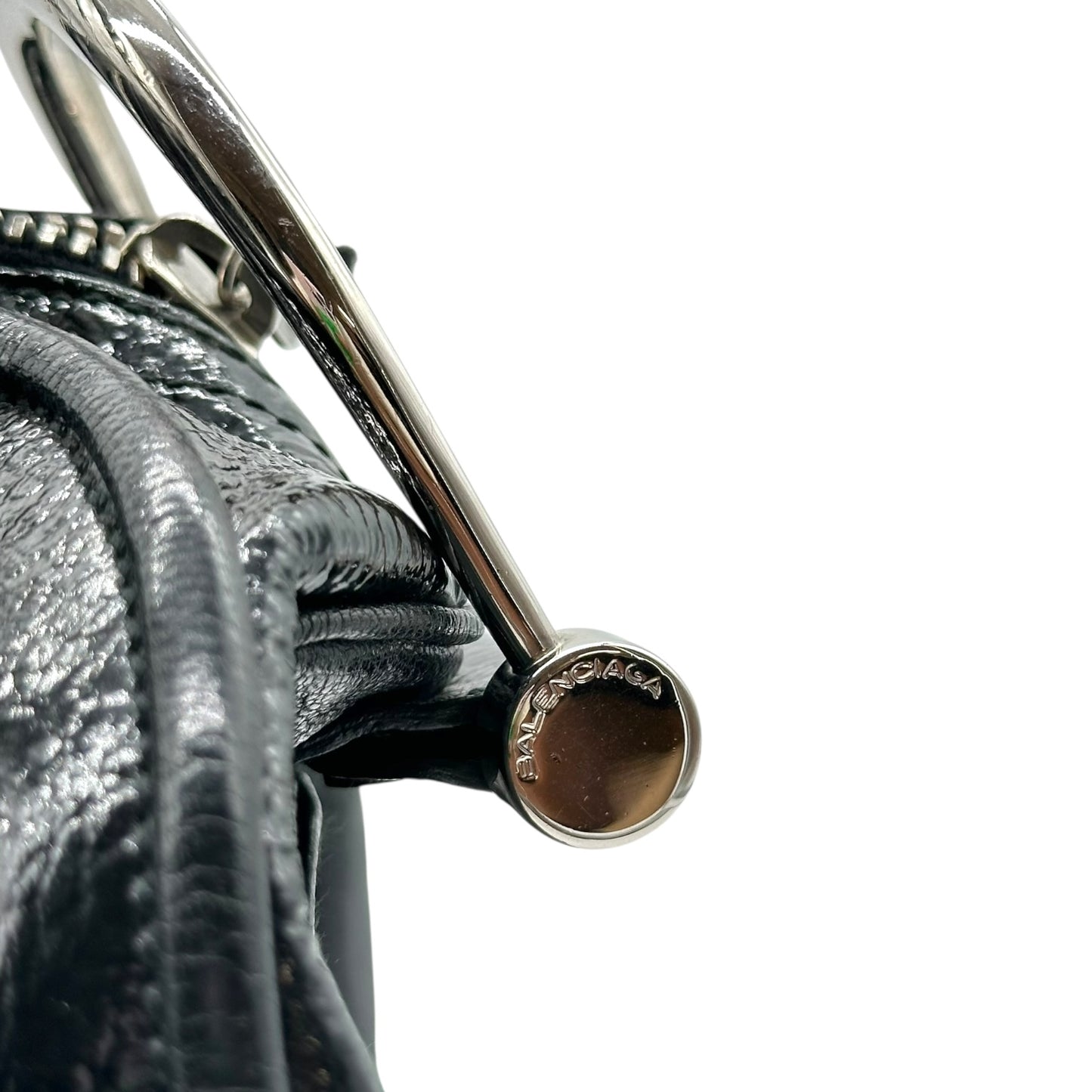 Balenciaga Black Leather Crest Logo Papillon Bag