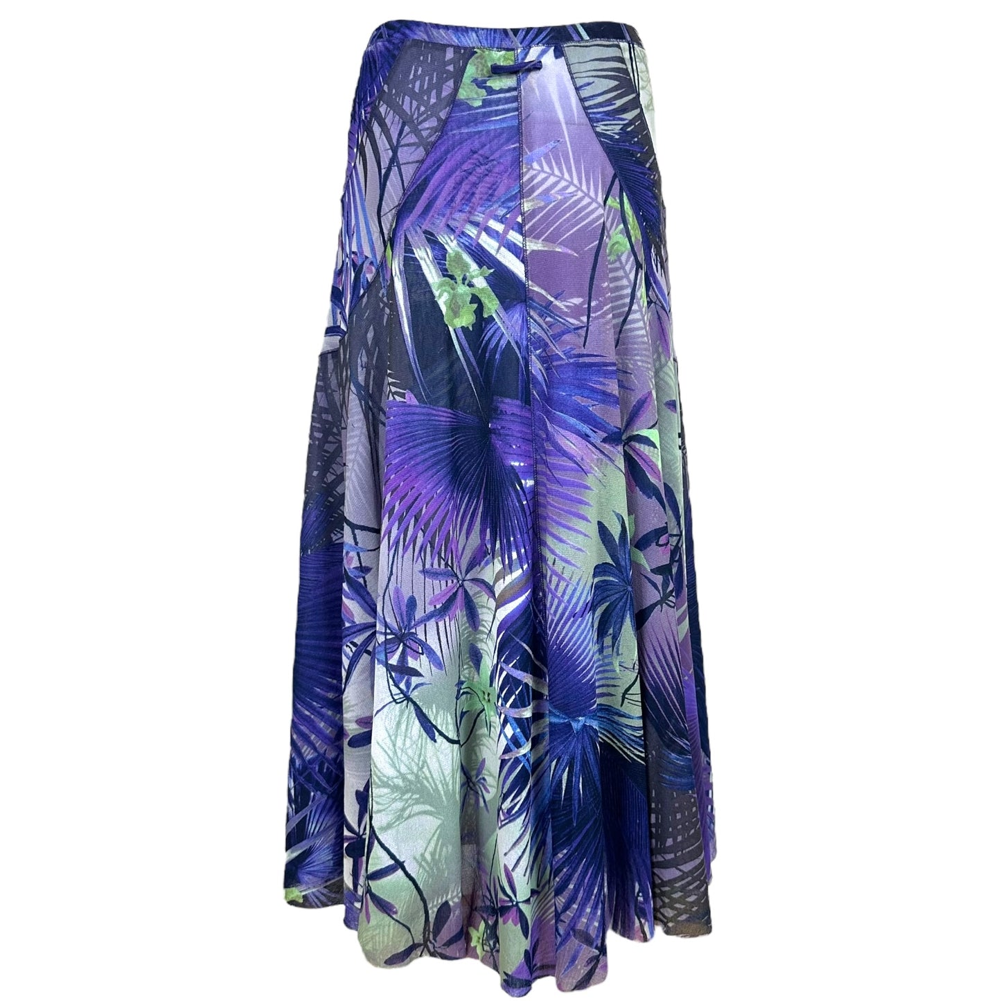 Jean Paul Gaultier Soleil Purple & Green Palm Print Mesh Midi Skirt