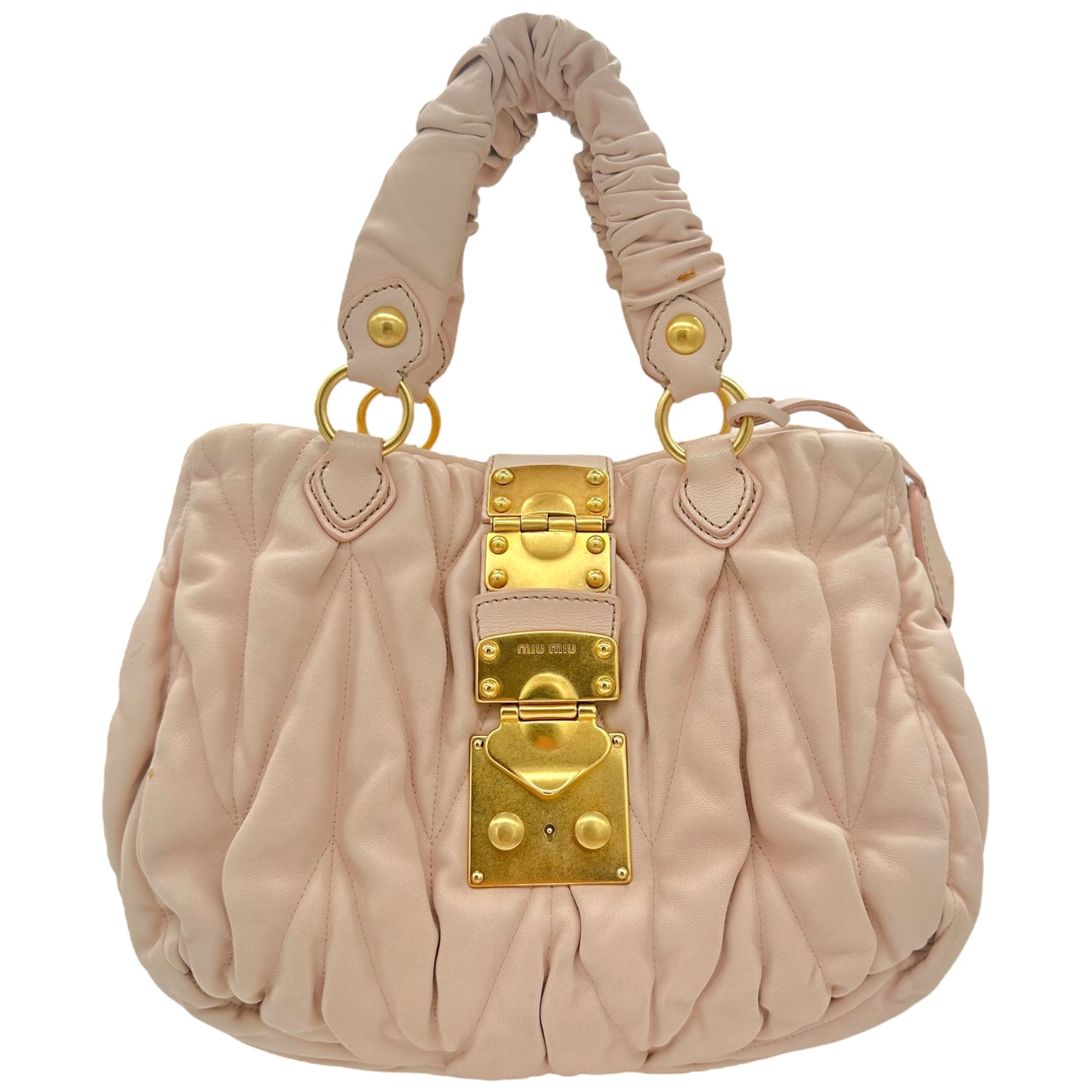 Miu Miu Pink Leather Quilted Small Tote Bag