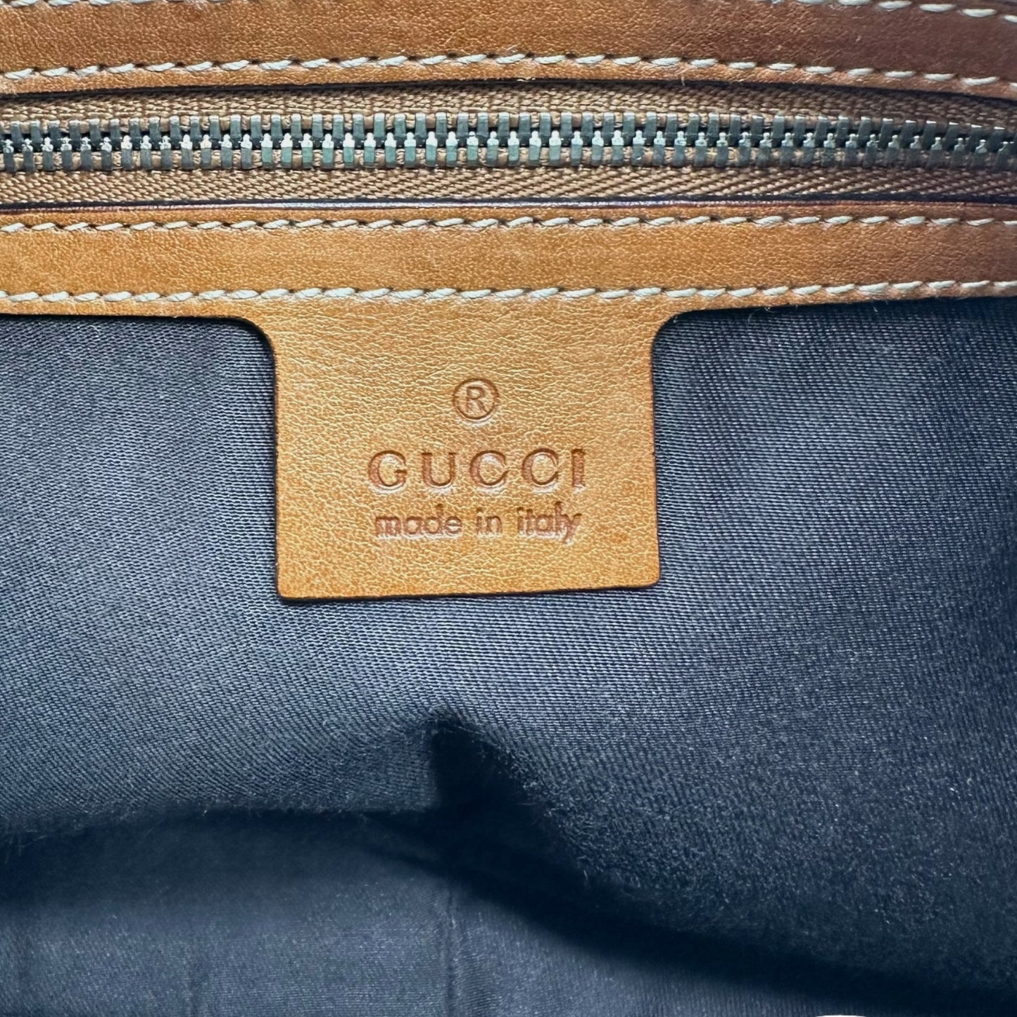 Gucci by Tom Ford Tan & Blue 'Thong' Bag