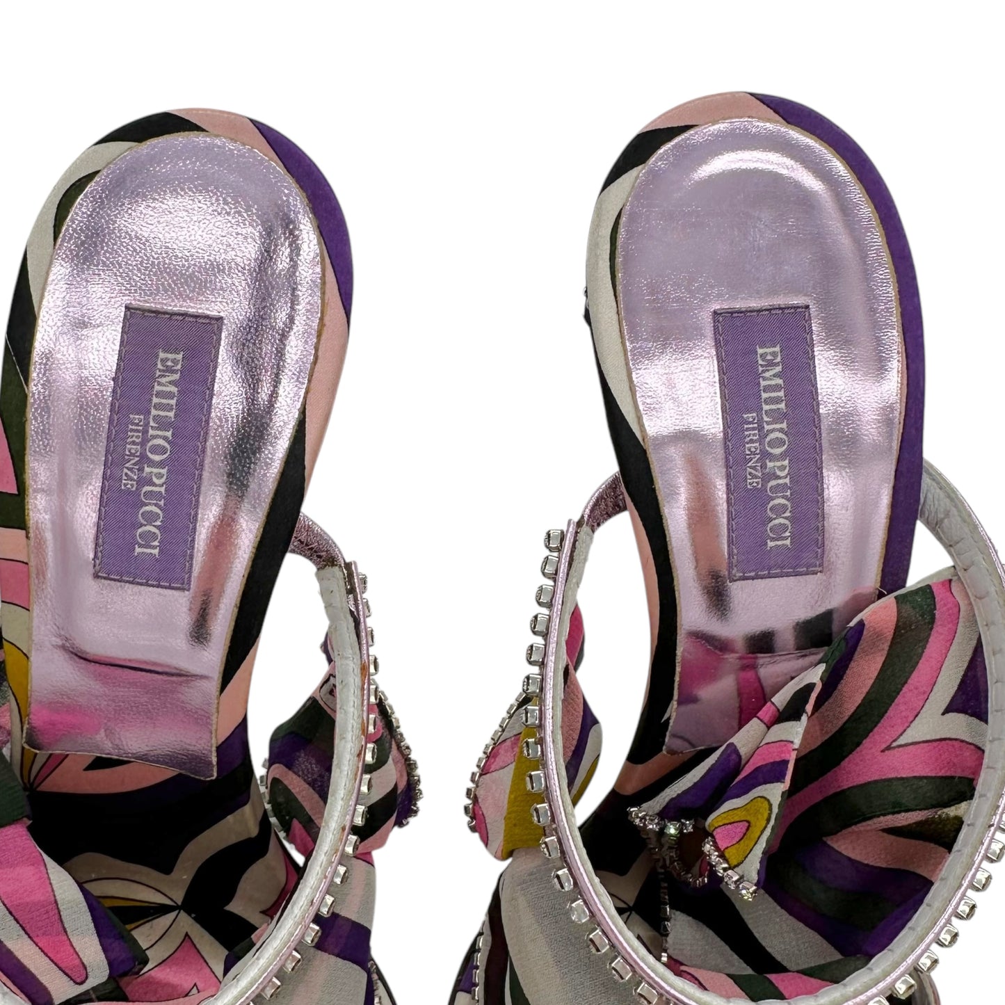 Emilio Pucci Purple Silk Ruffle Heels