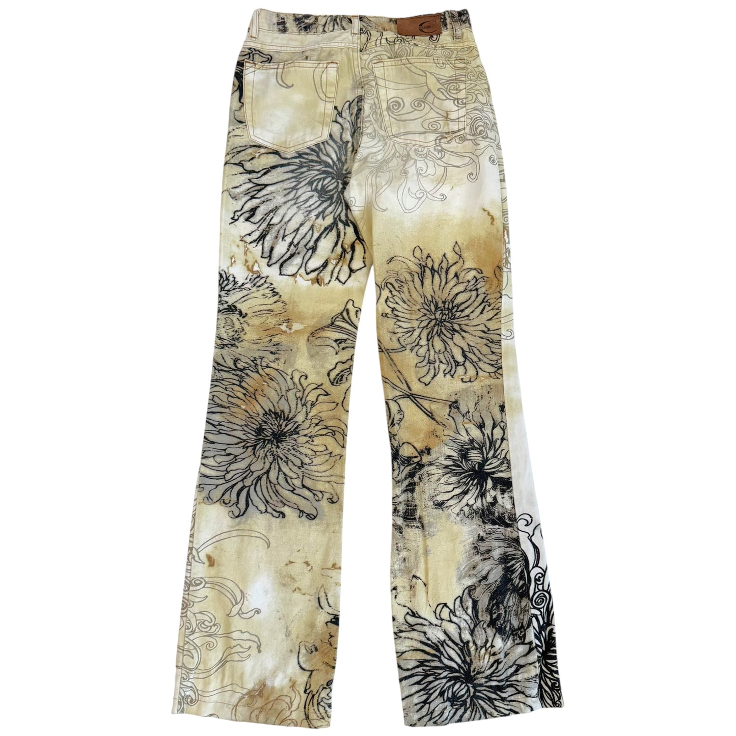 Just Cavalli Roberto Cavalli Beige & Black Floral Printed Jeans & Jacket Set
