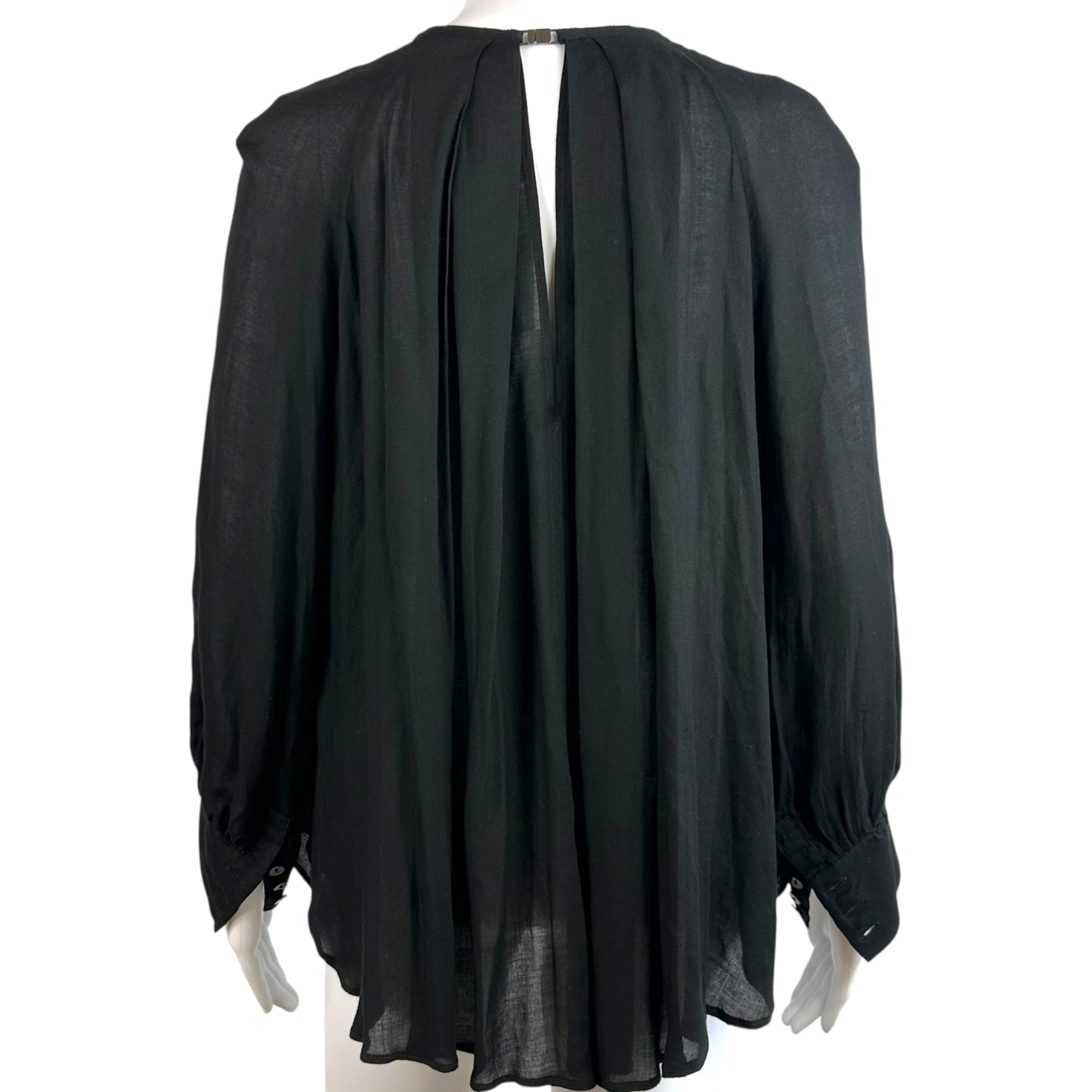 Plein Sud Black Semi-Sheer Flowy Rivet Collar Blouse
