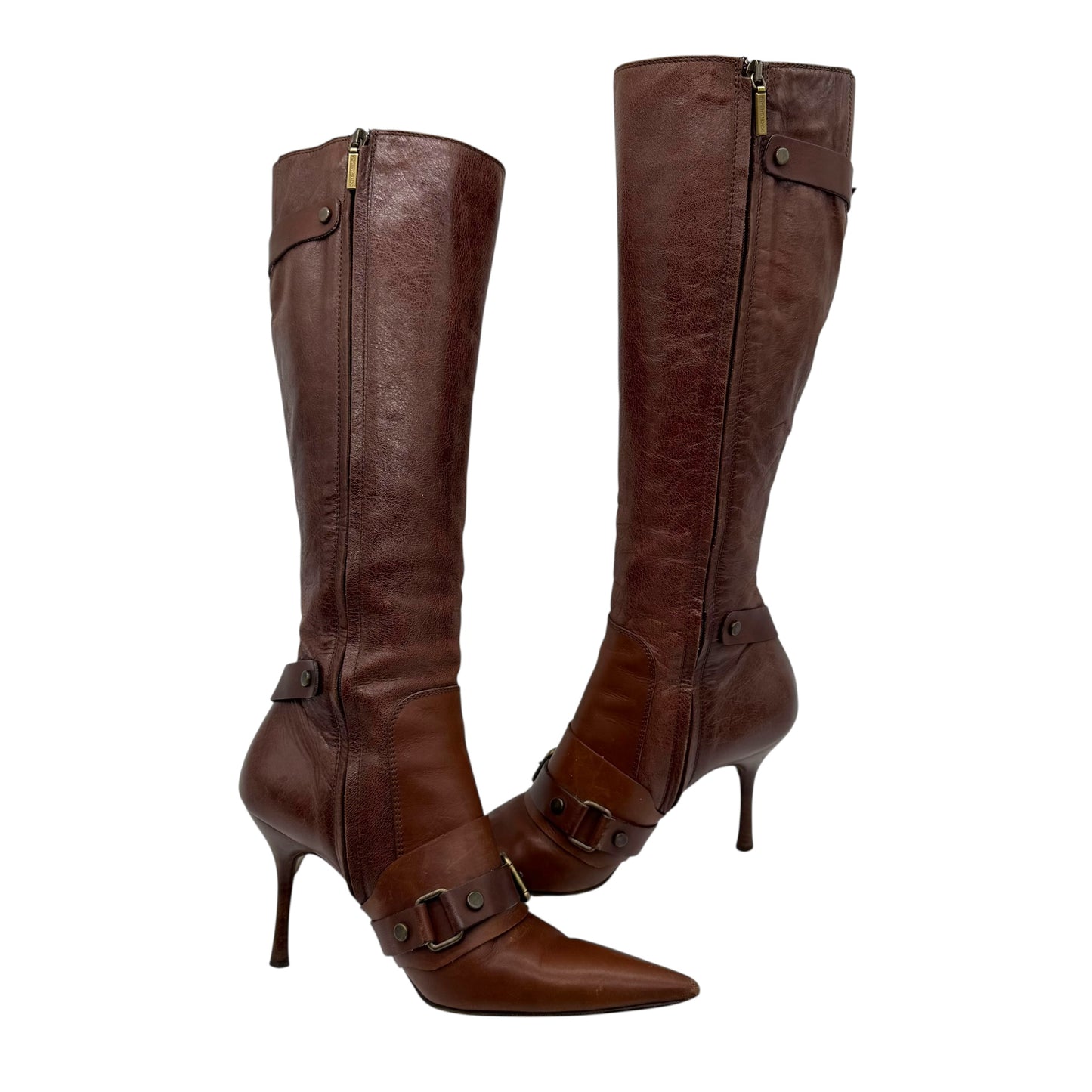 Dolce & Gabbana Brown Leather Pointed Toe Boots
