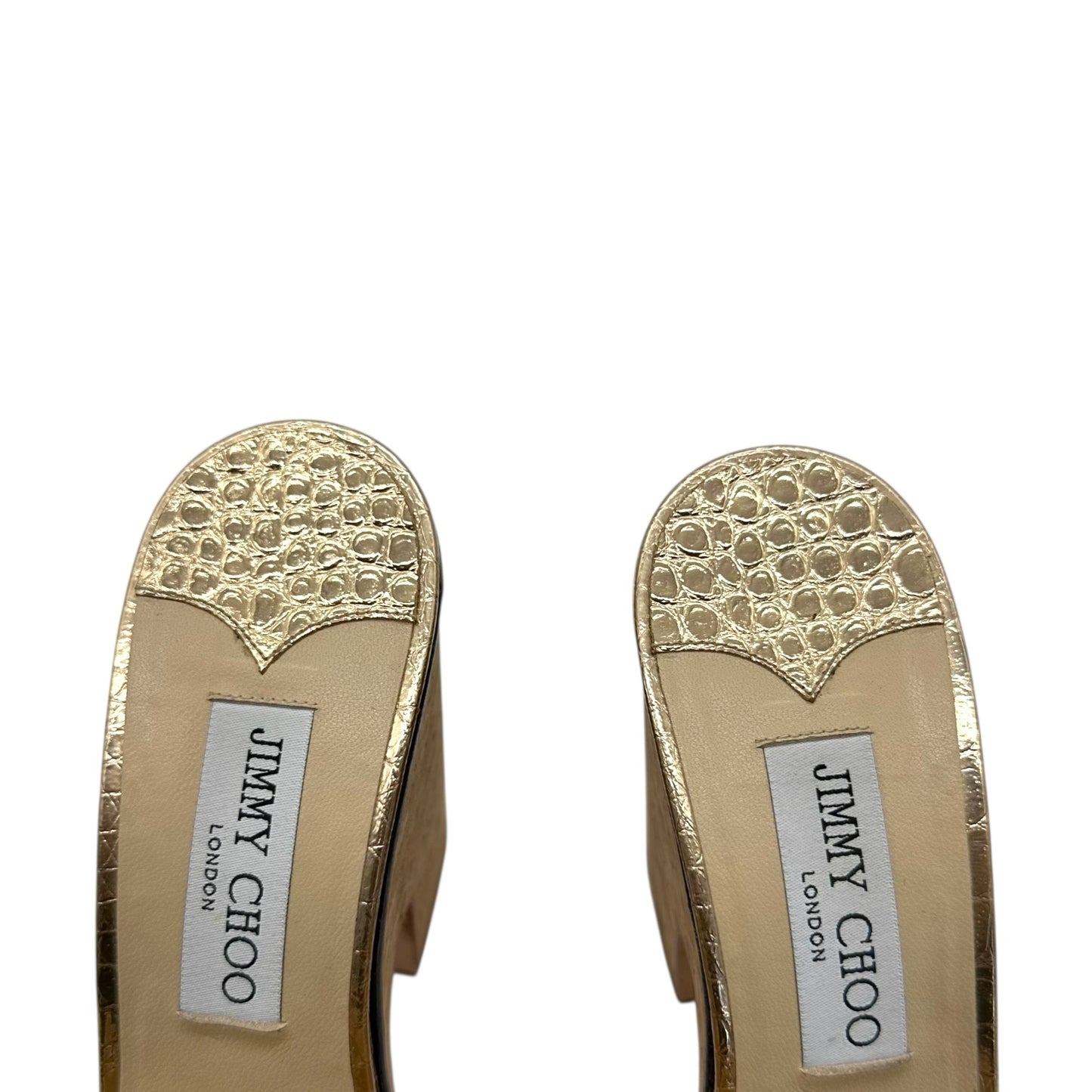 Jimmy Choo Gold Croc & Corc Wedge Platform Sandals