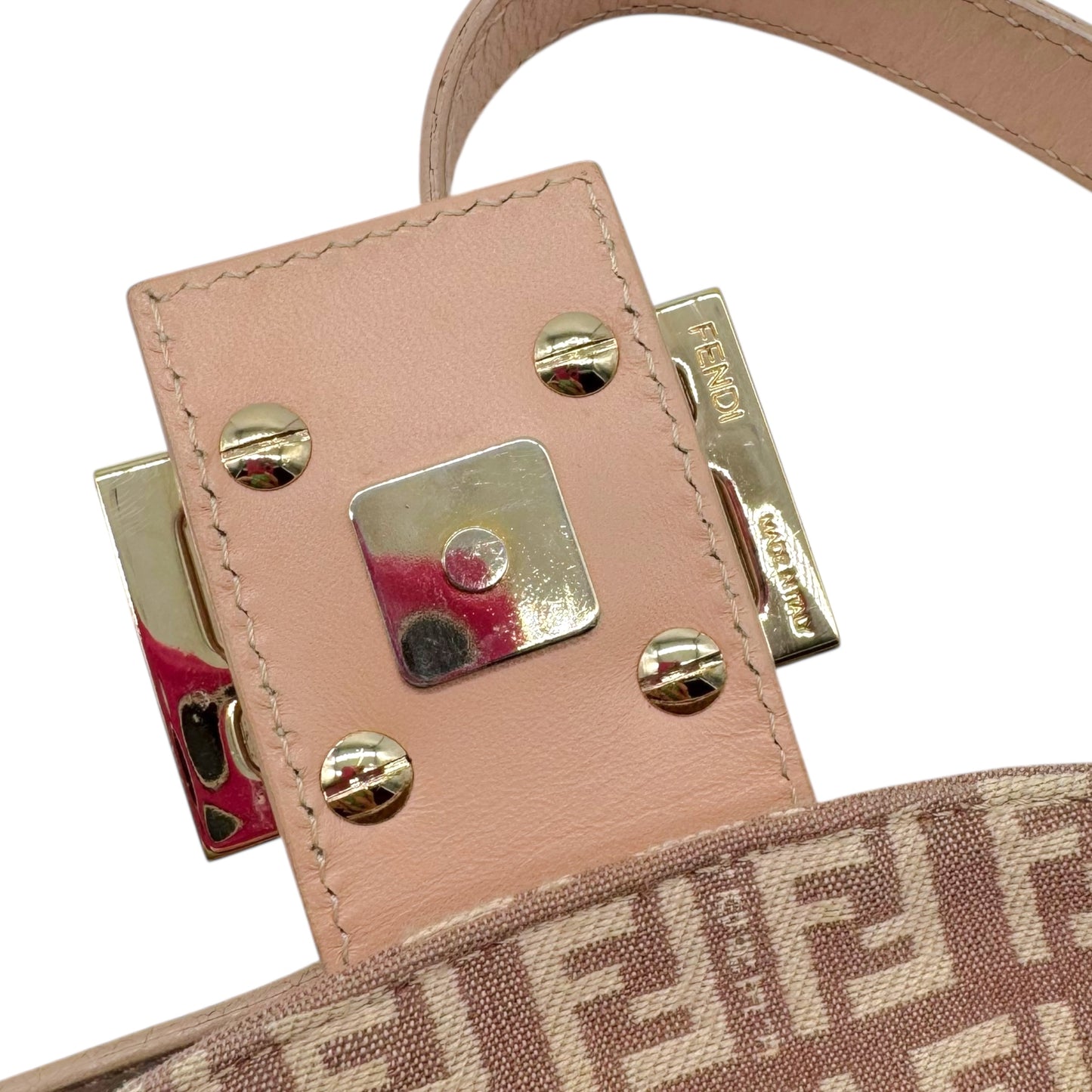 Fendi Pink Zucchino Monogram Fold-Over Baguette Bag - Outfit Repeater