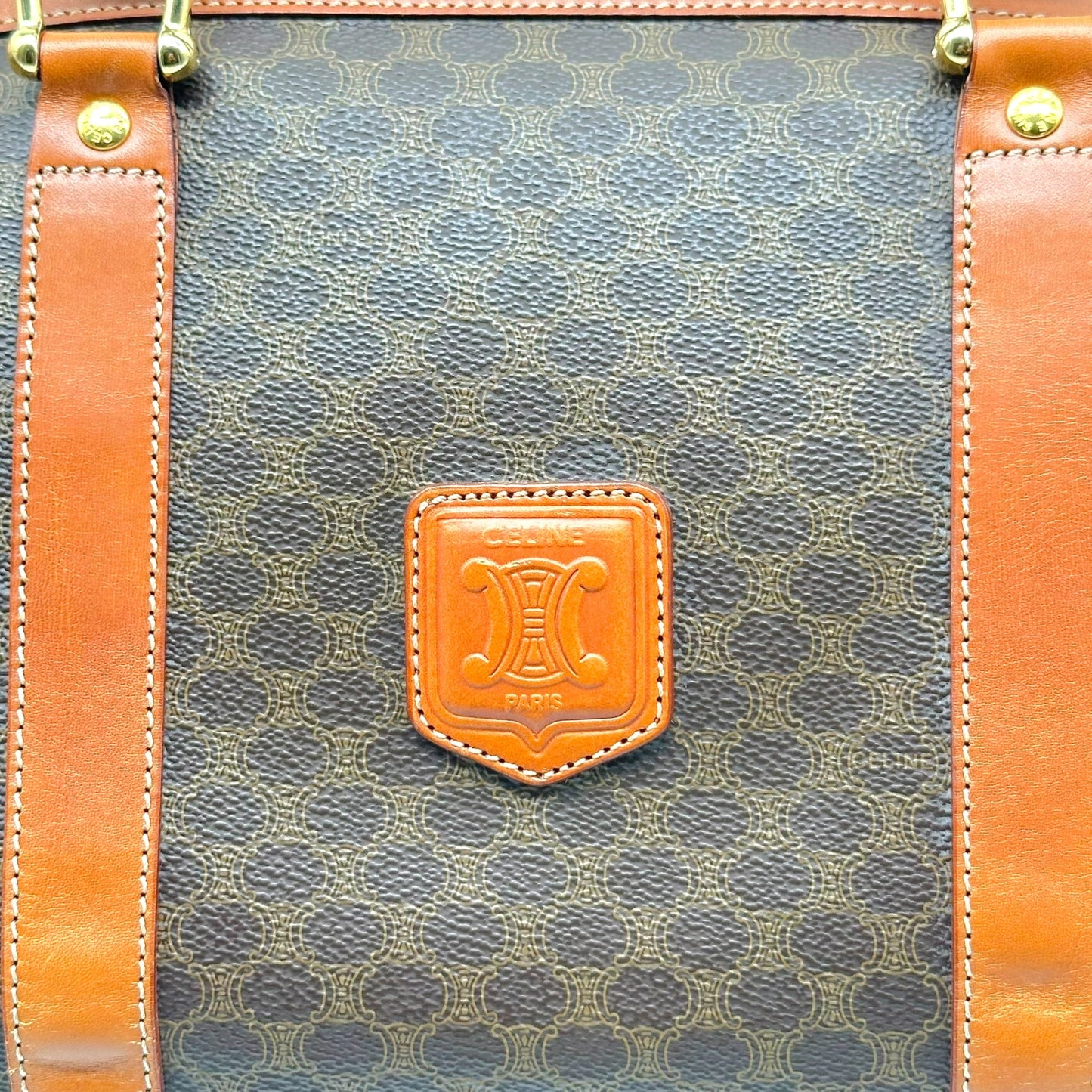 Celine Brown Triomphe Monogram Small Duffle Bag