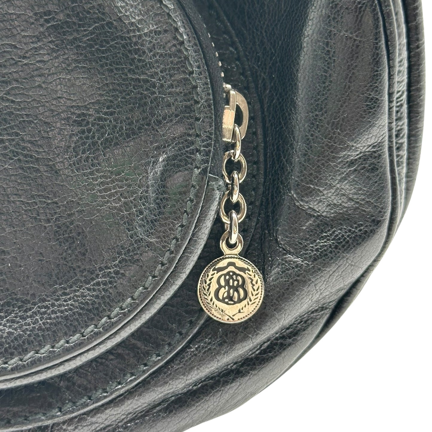 Balenciaga Black Leather Crest Logo Papillon Bag