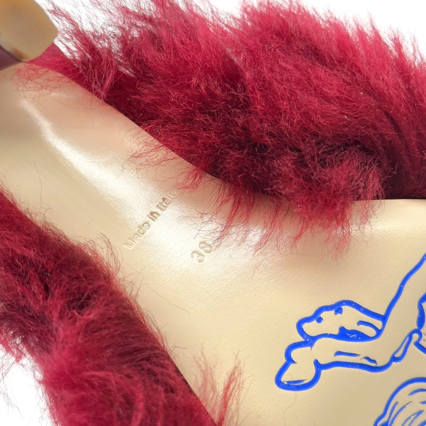 Burberry Burgundy Shearling Kitten Heel Mules NEW - Outfit Repeater