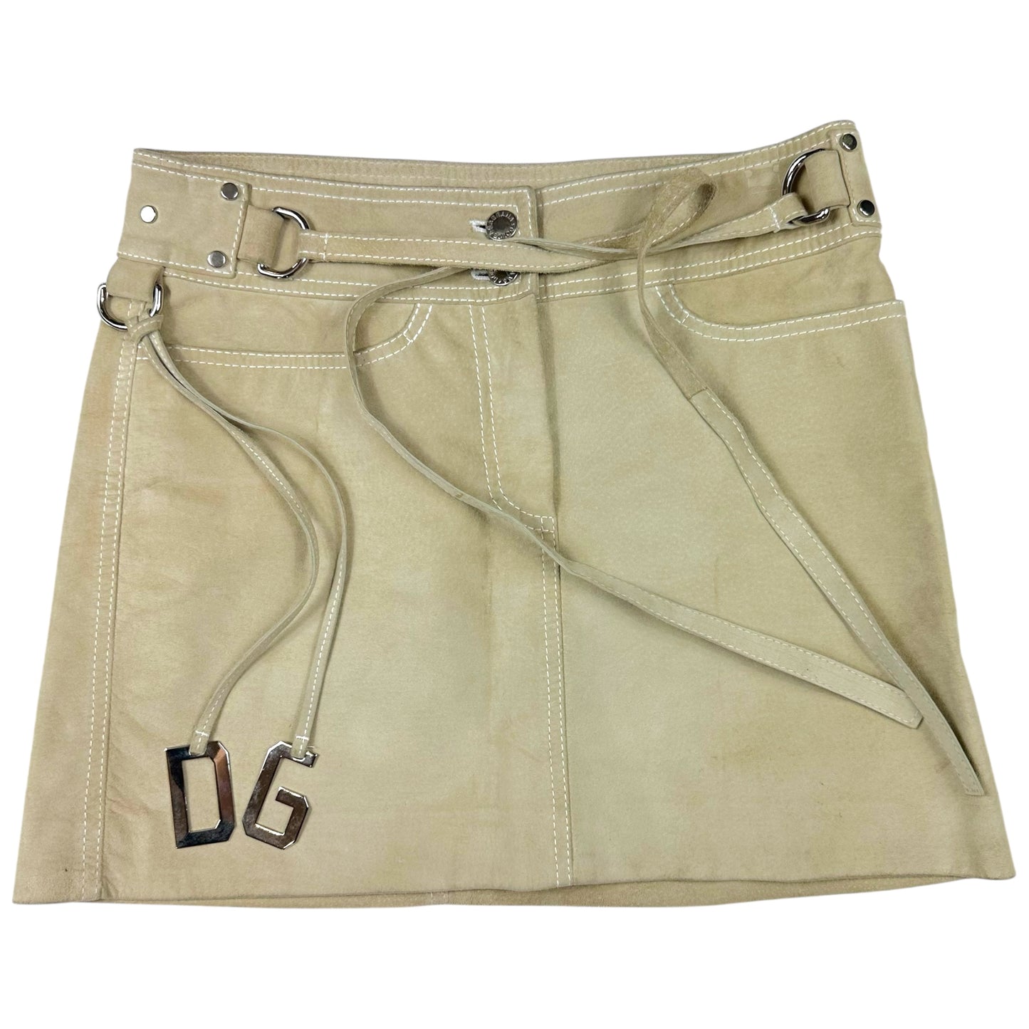 Dolce & Gabbana Suede Mini Skirt w/ Logo Charms