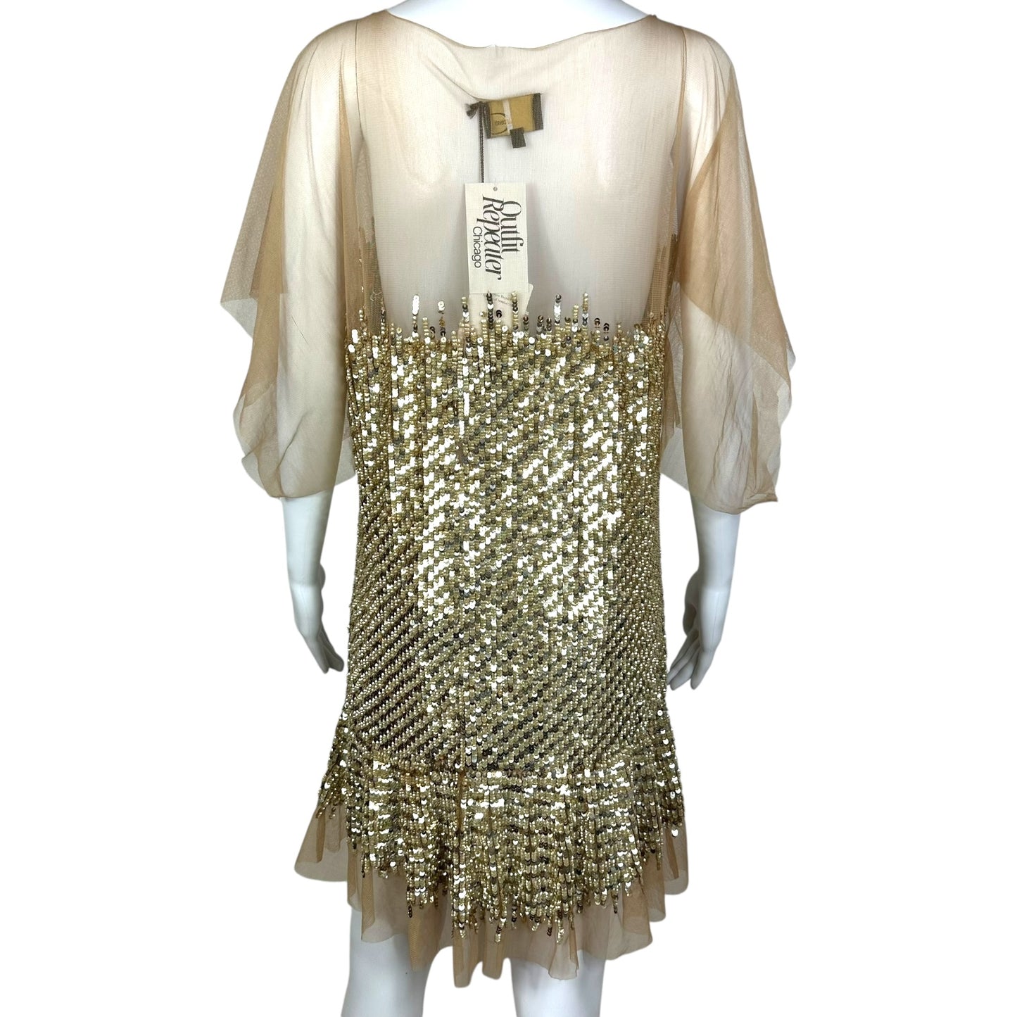 Just Cavalli Roberto Cavalli Gold Sequin & Mesh Mini Dress NEW