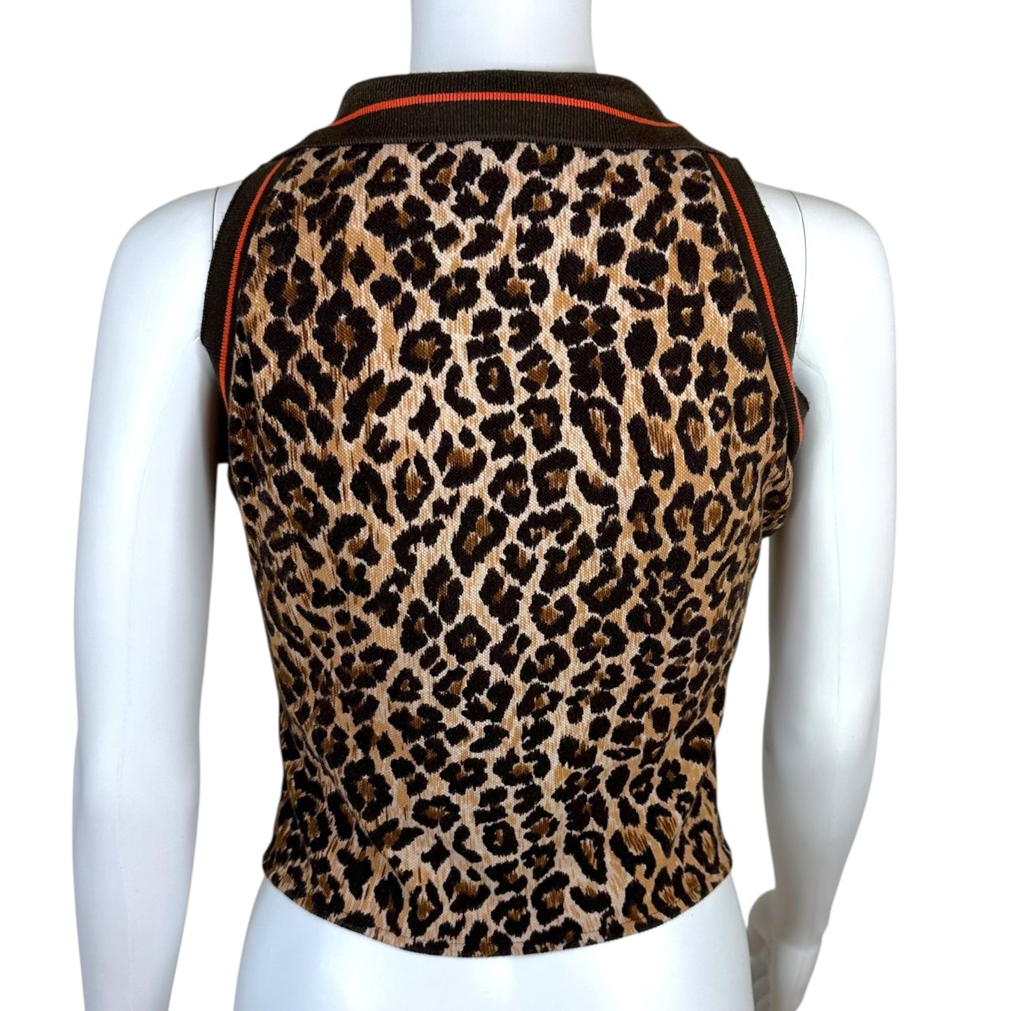 D&G Dolce & Gabbana Leopard Print Cropped Logo Polo Tank