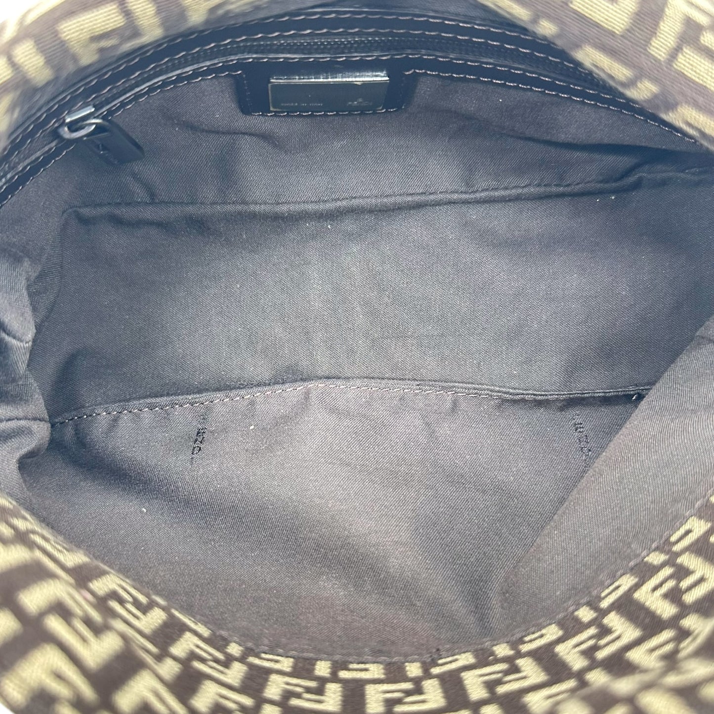 Fendi Brown Zucchino Fold-Over Baguette Bag