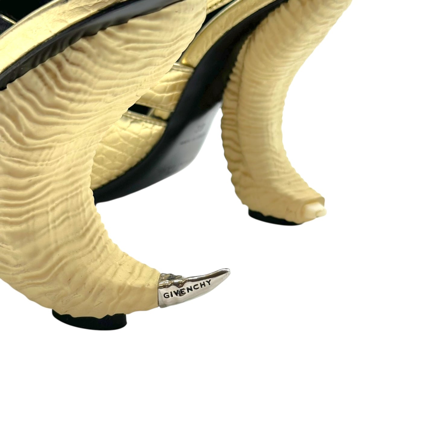 Givenchy Gold Croc Embossed Horn Heels