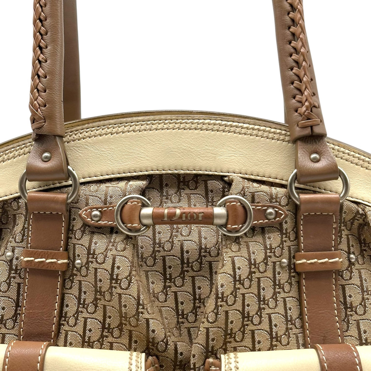 Christian Dior Cargo Pocket Shoulder Bag Tan Trotter Monogram