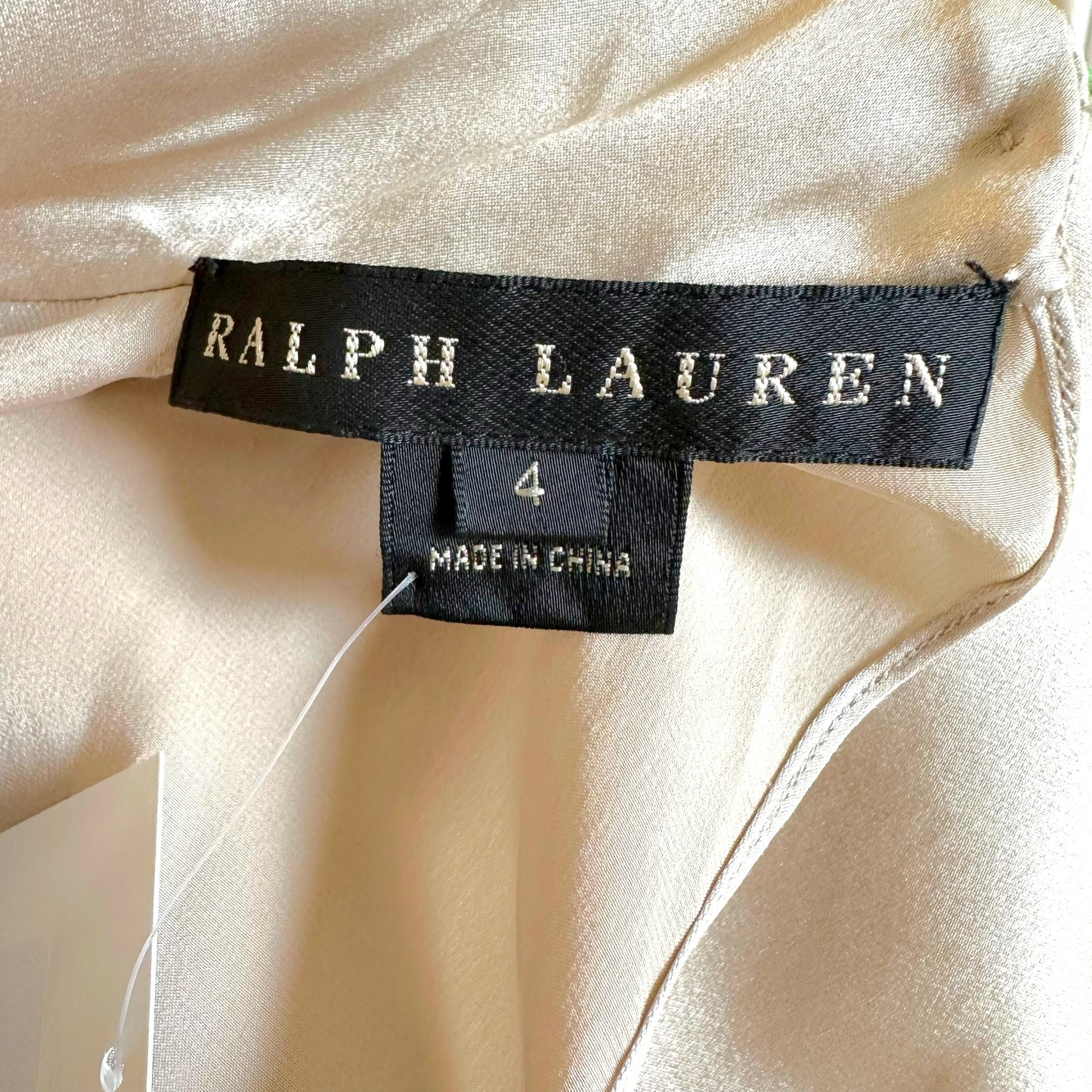 Ralph Lauren Black Label Champagne Silk High Neck Blouse